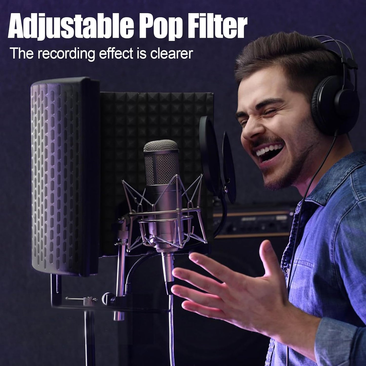 Portable 5 Panel Foldable Microphone Isolation Shield (For Youtubers and Musicians)