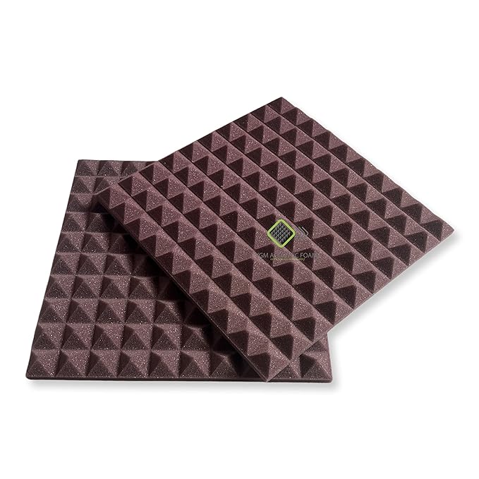 Pyramid Panels - Set of 36 | 1 Sqft, 1" Thick | 50 Density Studio Noise Reduction, Echo Absorption | Premium Grade | 3D Structure | COFFEE BROWN