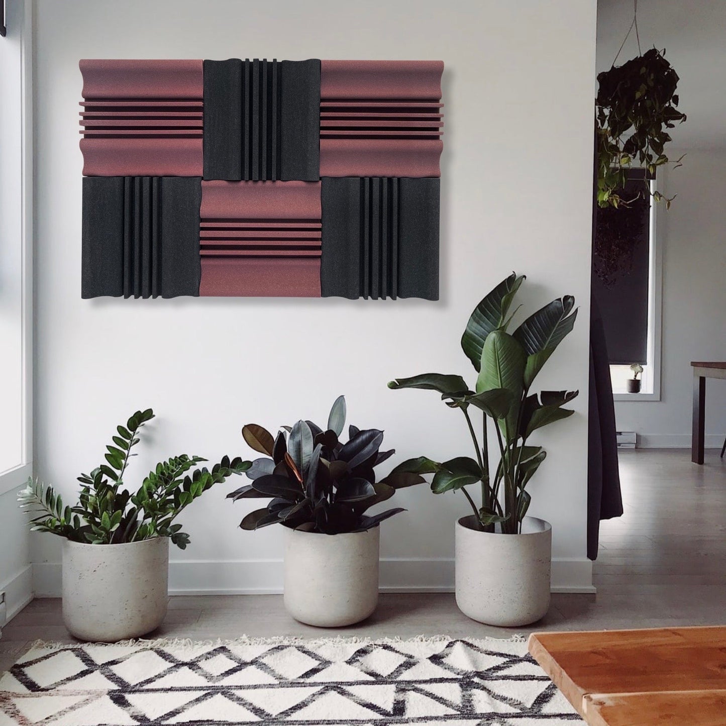 Wave Diffusers Panels - Set of 126 | 1 Sqft, 2" Thick | 50 Density | Premium Grade | 3D Structure Broadband Sound Absorber - Periodic Groove Structure | 63 COFFEE, 63 BLACK