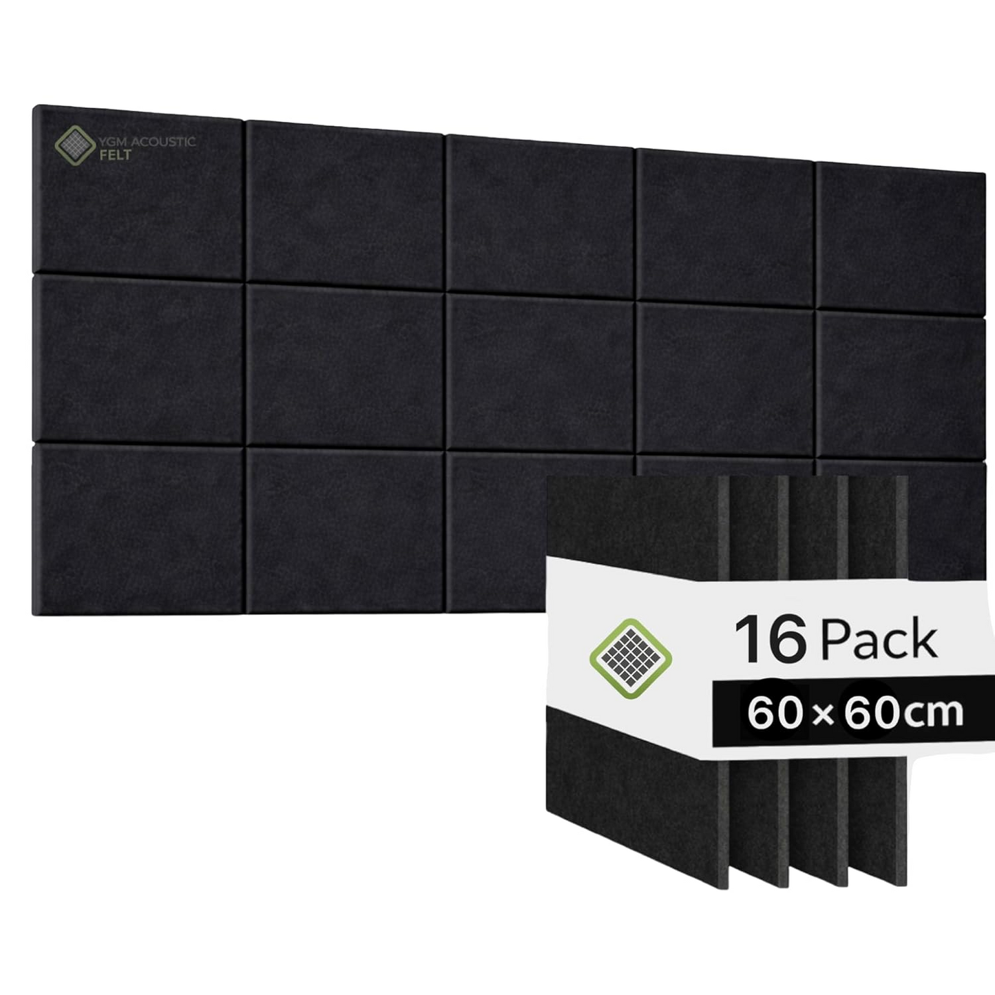 YGM® Luxury PET Felt Acoustic Self Adhesive Panels, 10 MM Thick, Sound Absorbing Panels for Wall | Room Noise Reducer & Sound Dampening (OG Black)