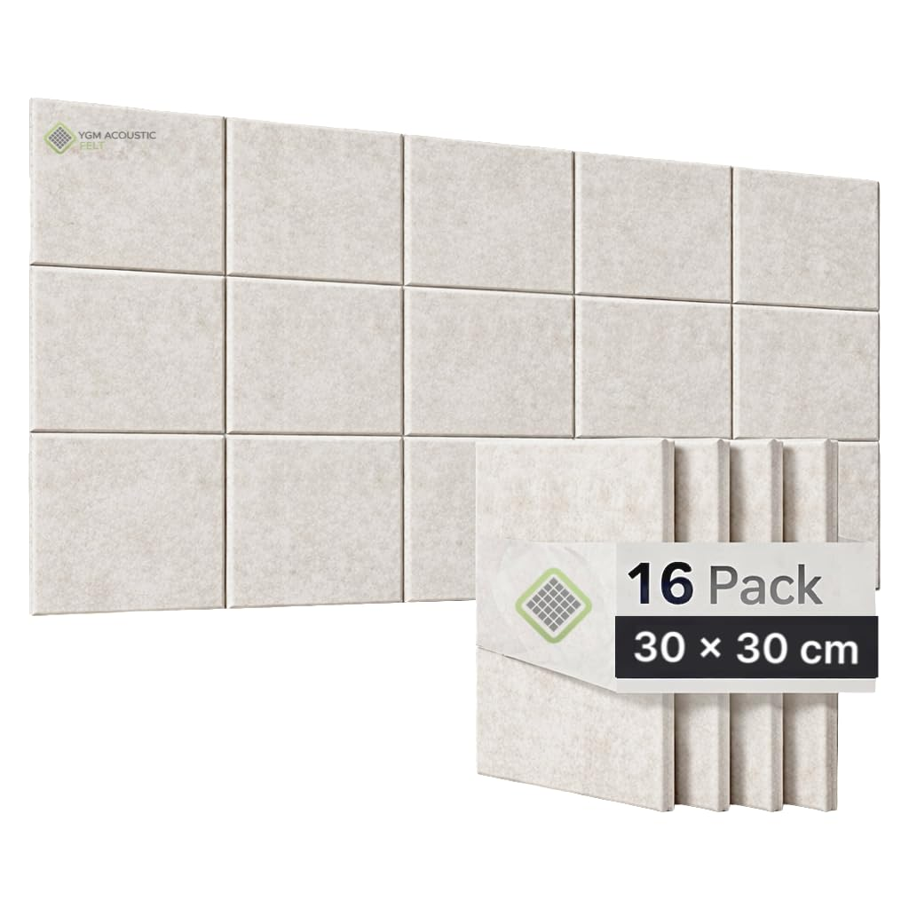 YGM® Luxury PET Felt Acoustic Self Adhesive Panels, 10 MM Thick, Sound Absorbing Panels for Wall | Room Noise Reducer & Sound Dampening (Pure Beige)