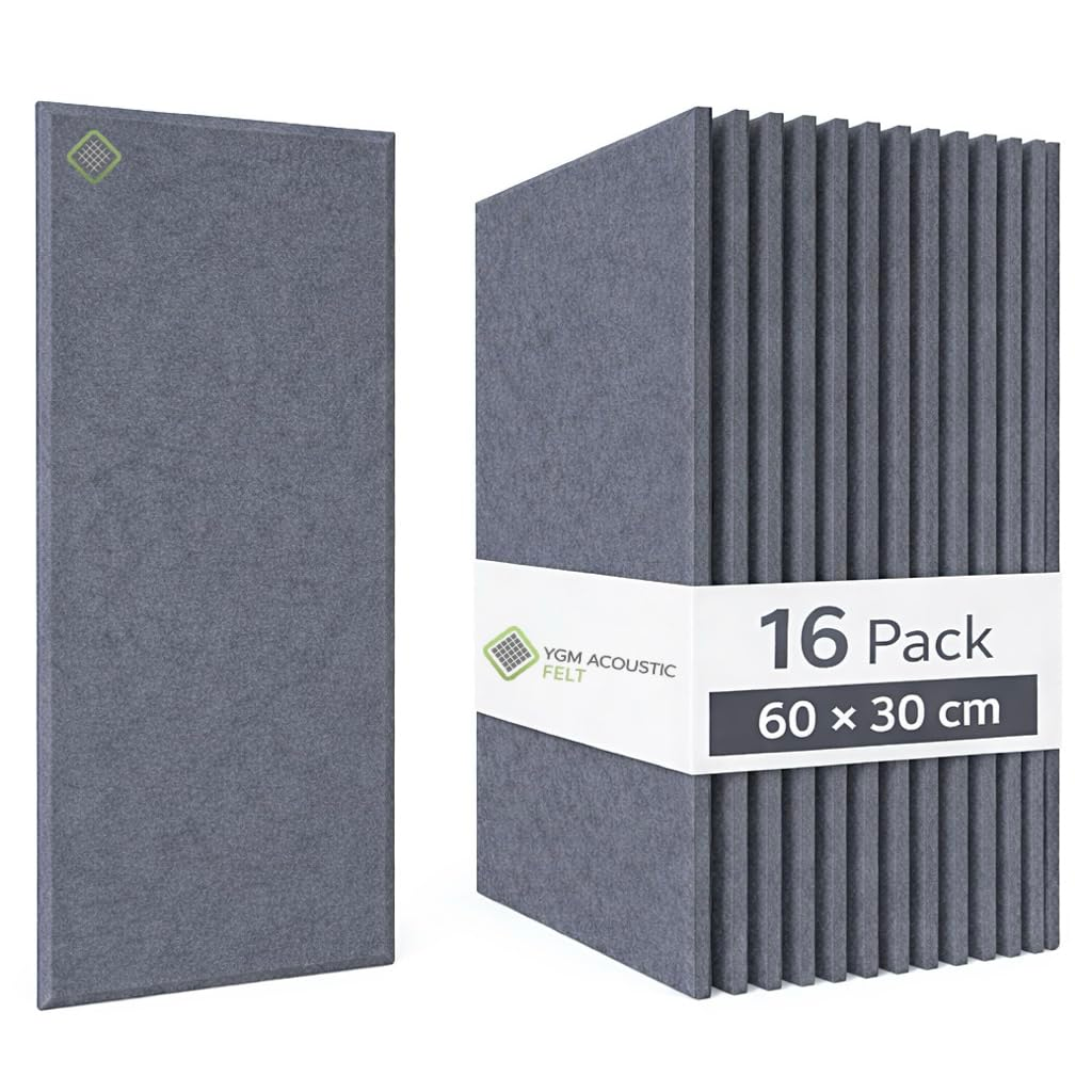 YGM® Luxury PET Felt Acoustic Self Adhesive Panels, 10 MM Thick, Sound Absorbing Panels for Wall | Room Noise Reducer & Sound Dampening (Midnight Grey)