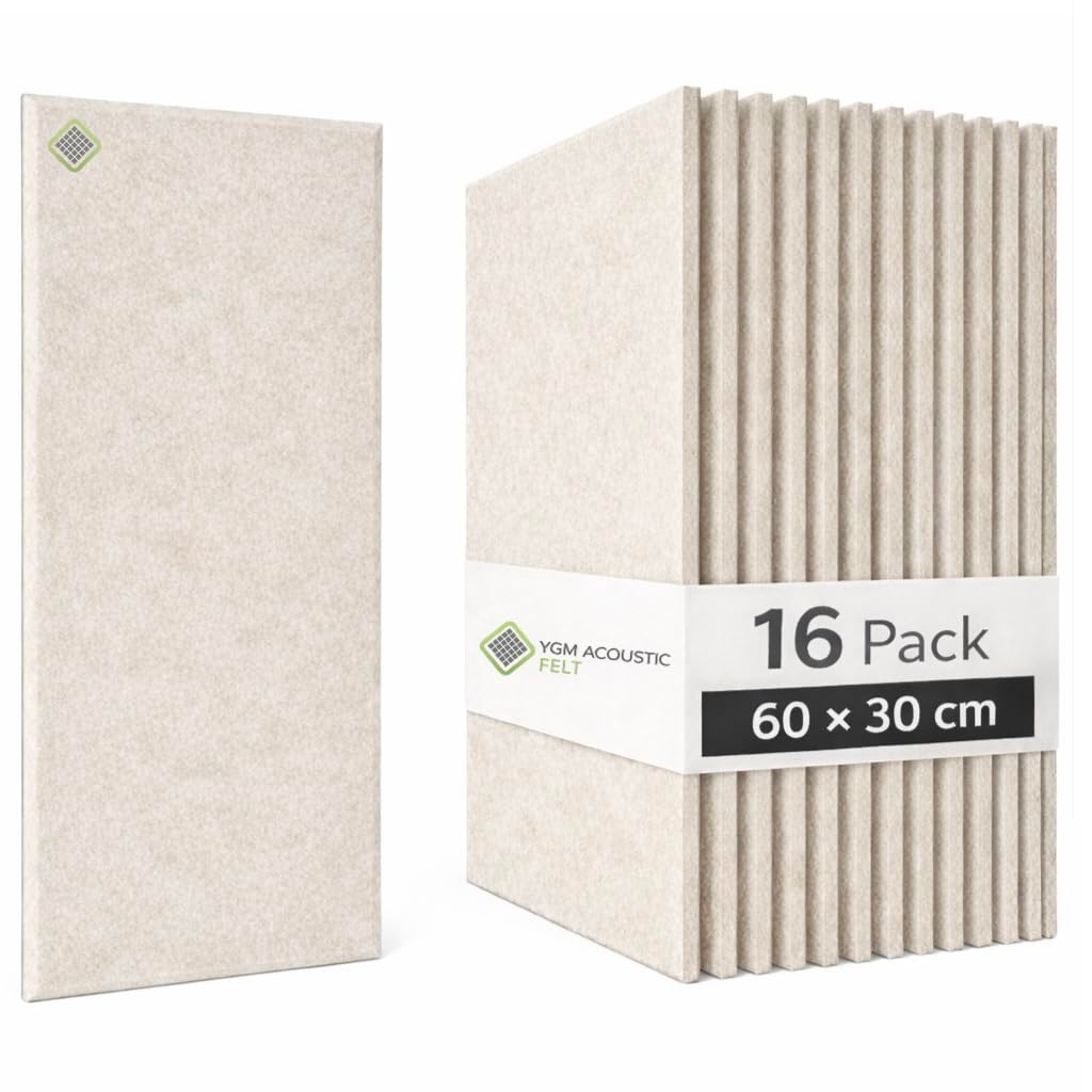 YGM® Luxury PET Felt Acoustic Self Adhesive Panels, 10 MM Thick, Sound Absorbing Panels for Wall | Room Noise Reducer & Sound Dampening (Pure Beige)