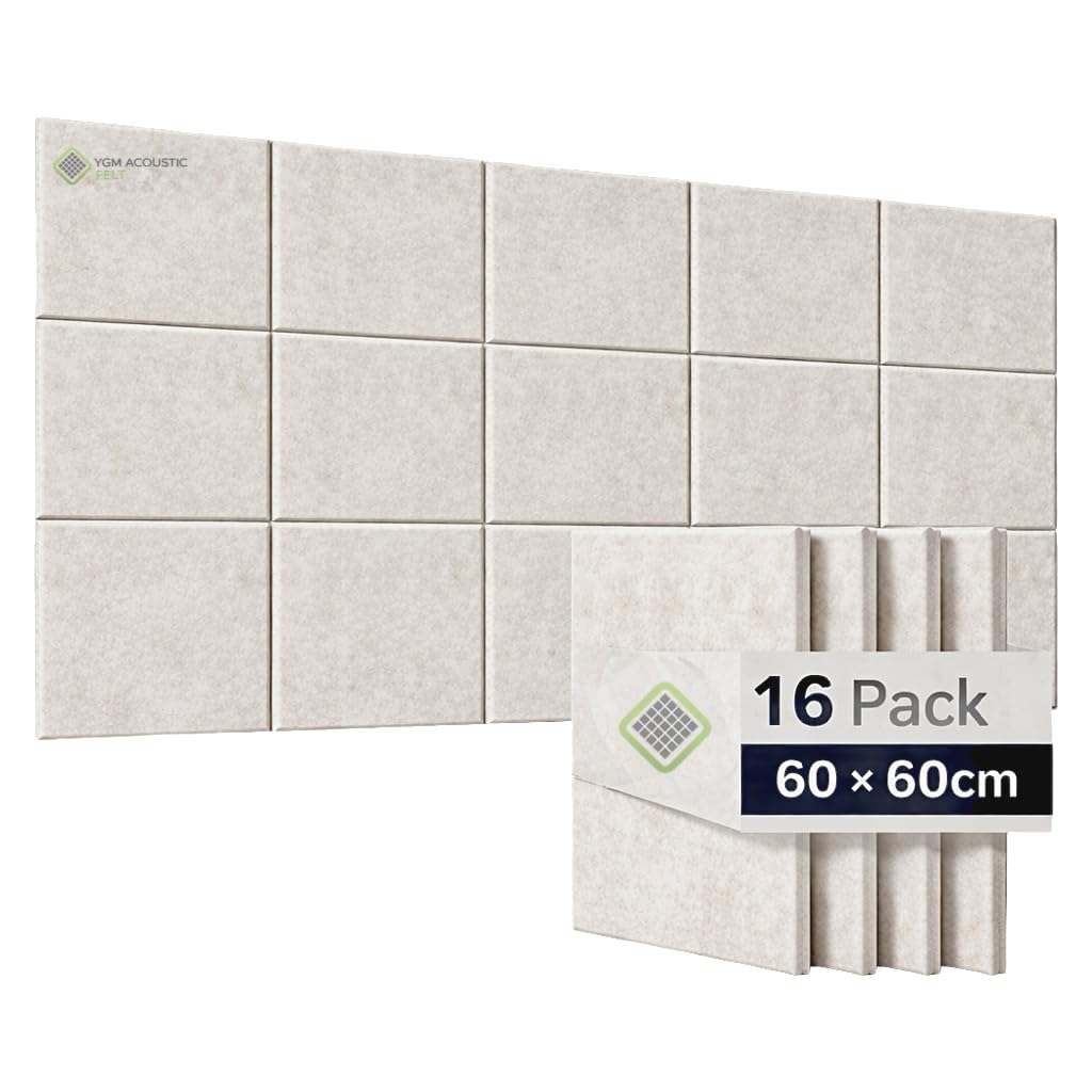 YGM® Luxury PET Felt Acoustic Self Adhesive Panels, 10 MM Thick, Sound Absorbing Panels for Wall | Room Noise Reducer & Sound Dampening (Pure Beige)