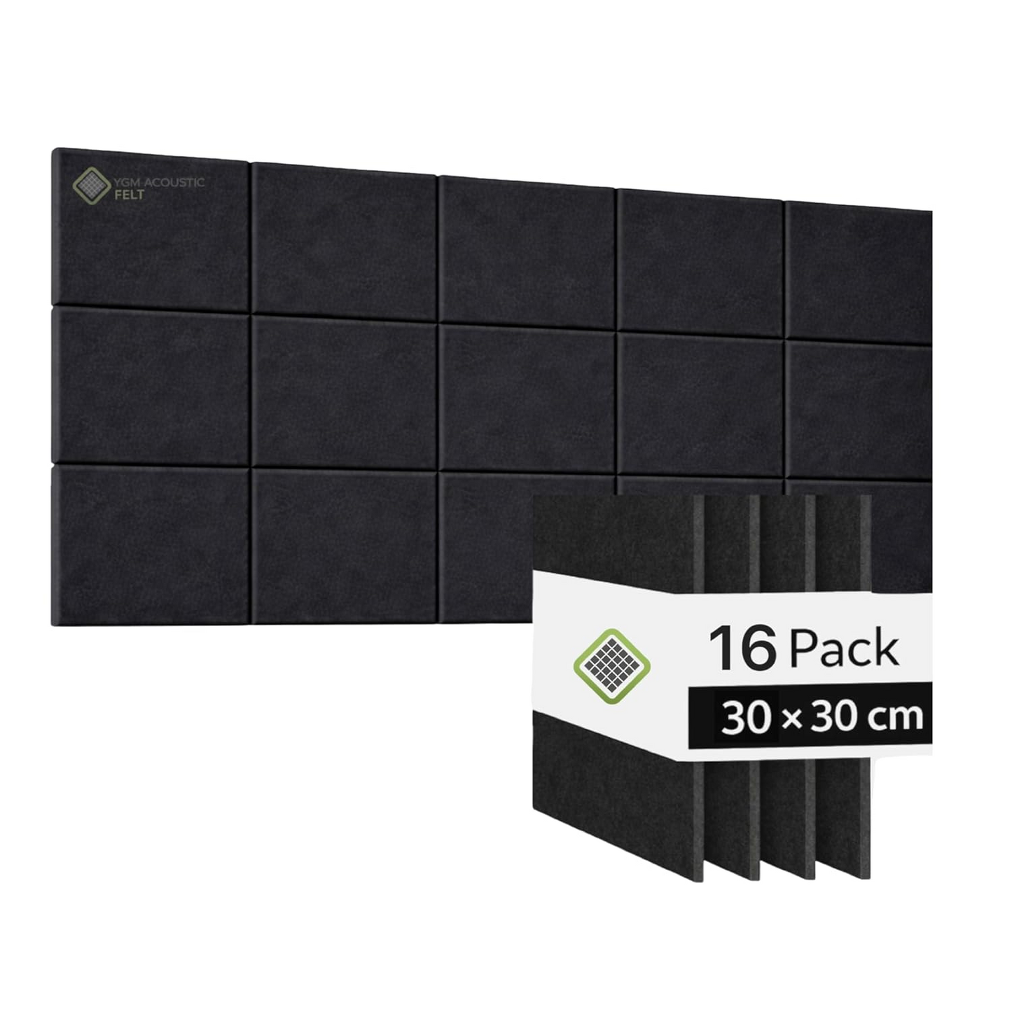 YGM® Luxury PET Felt Acoustic Self Adhesive Panels, 10 MM Thick, Sound Absorbing Panels for Wall | Room Noise Reducer & Sound Dampening (OG Black)