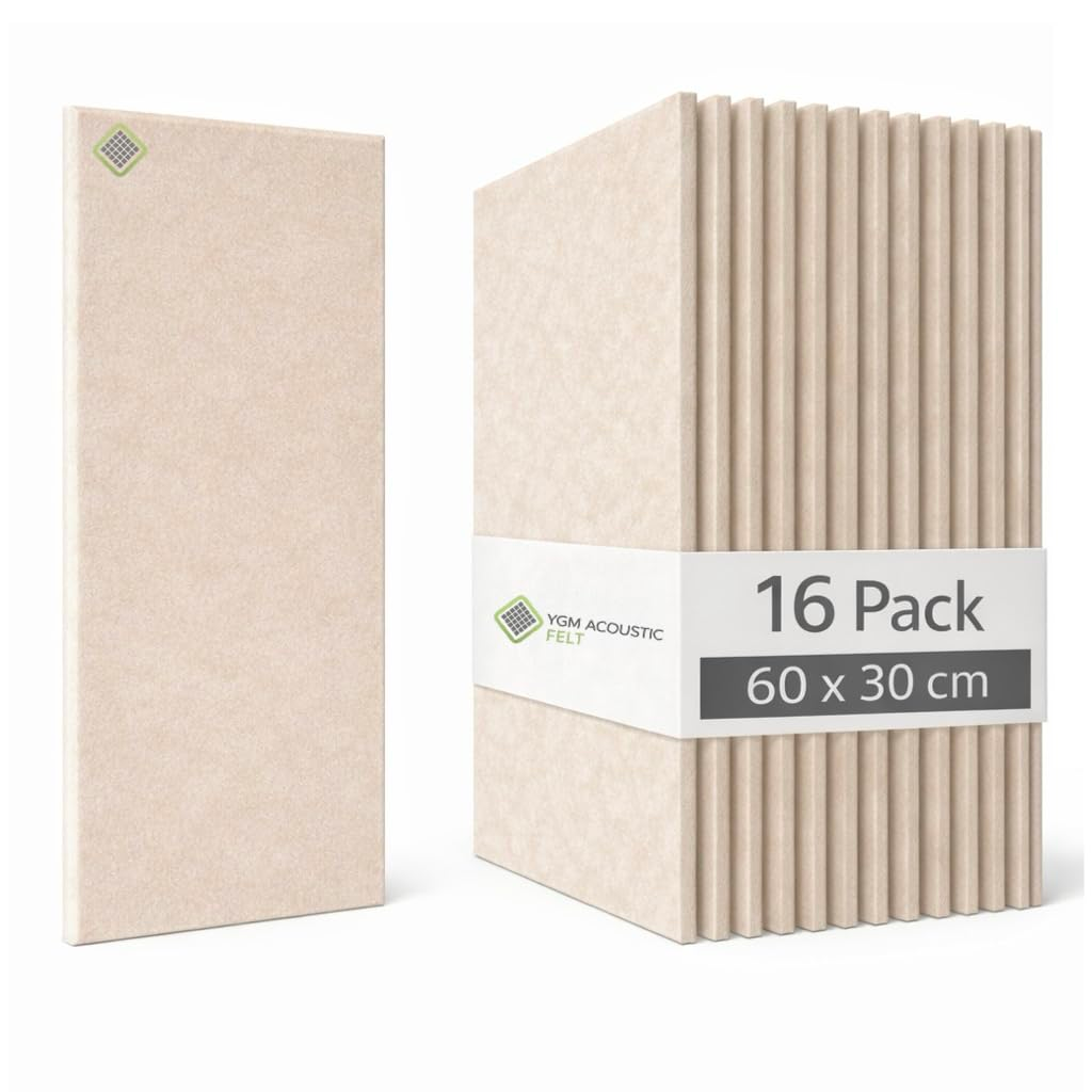 YGM® Luxury PET Felt Acoustic Self Adhesive Panels, 10 MM Thick, Sound Absorbing Panels for Wall | Room Noise Reducer & Sound Dampening (Beige)
