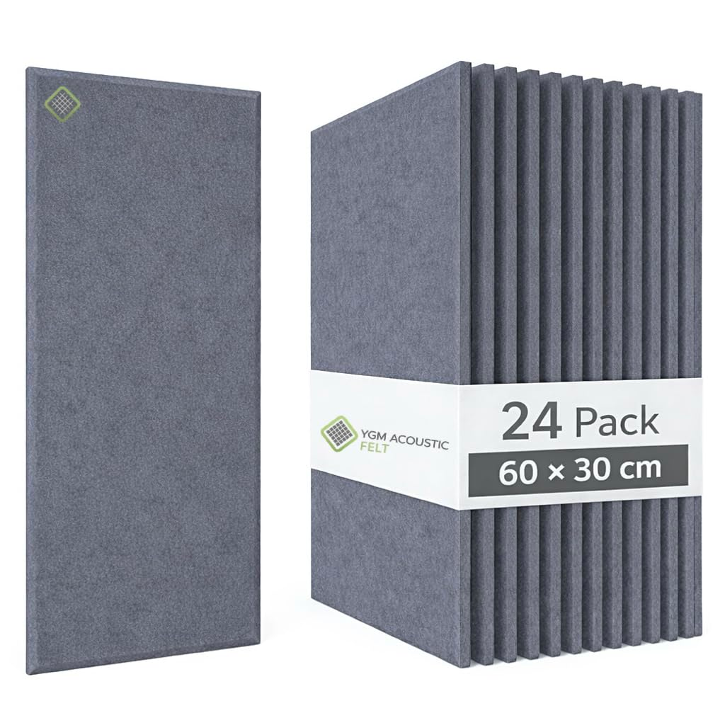YGM® Luxury PET Felt Acoustic Self Adhesive Panels, 10 MM Thick, Sound Absorbing Panels for Wall | Room Noise Reducer & Sound Dampening (Midnight Grey)