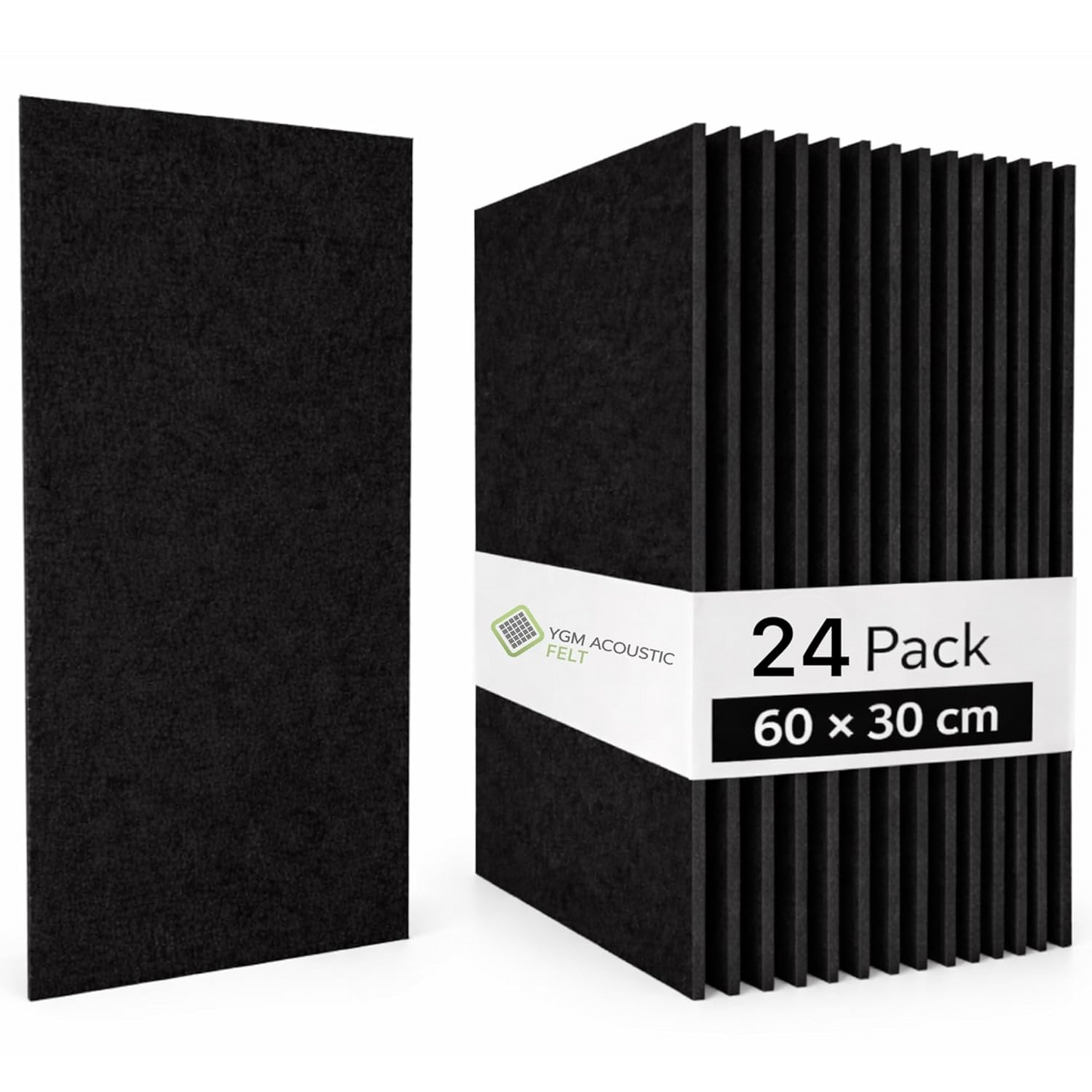 YGM® Luxury PET Felt Acoustic Self Adhesive Panels, 10 MM Thick, Sound Absorbing Panels for Wall | Room Noise Reducer & Sound Dampening (OG Black)