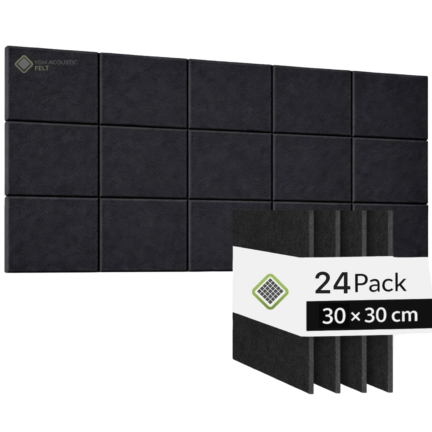 YGM® Luxury PET Felt Acoustic Self Adhesive Panels, 10 MM Thick, Sound Absorbing Panels for Wall | Room Noise Reducer & Sound Dampening (OG Black)
