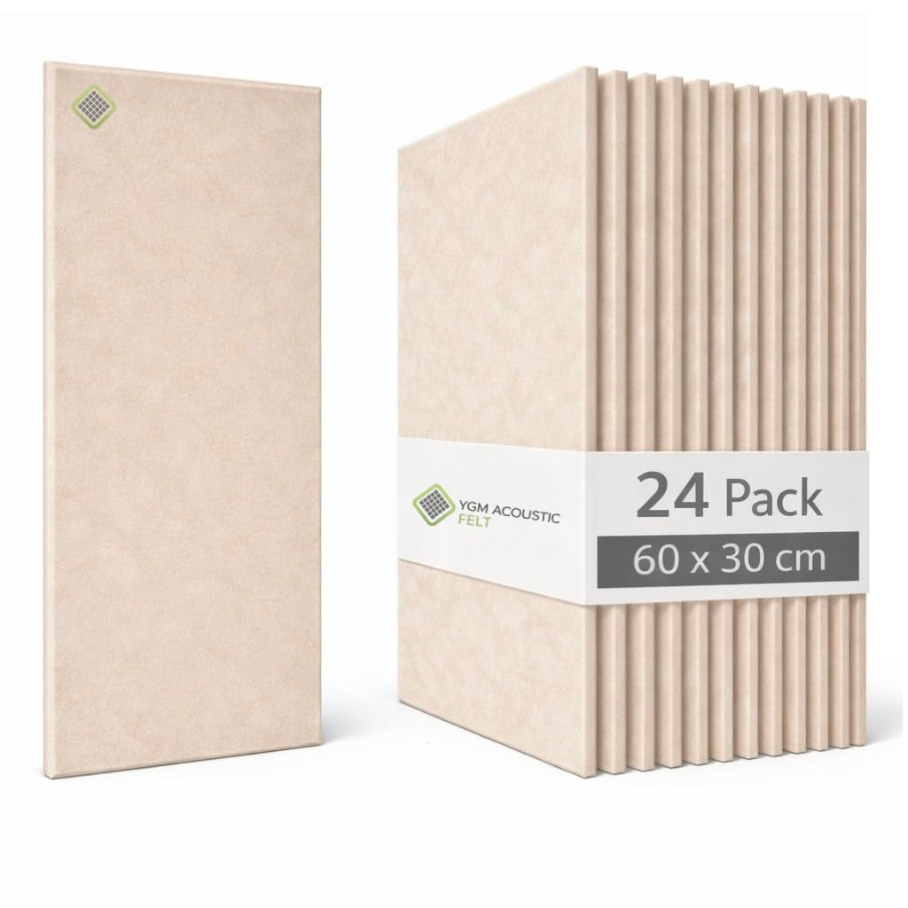 YGM® Luxury PET Felt Acoustic Self Adhesive Panels, 10 MM Thick, Sound Absorbing Panels for Wall | Room Noise Reducer & Sound Dampening (Beige)