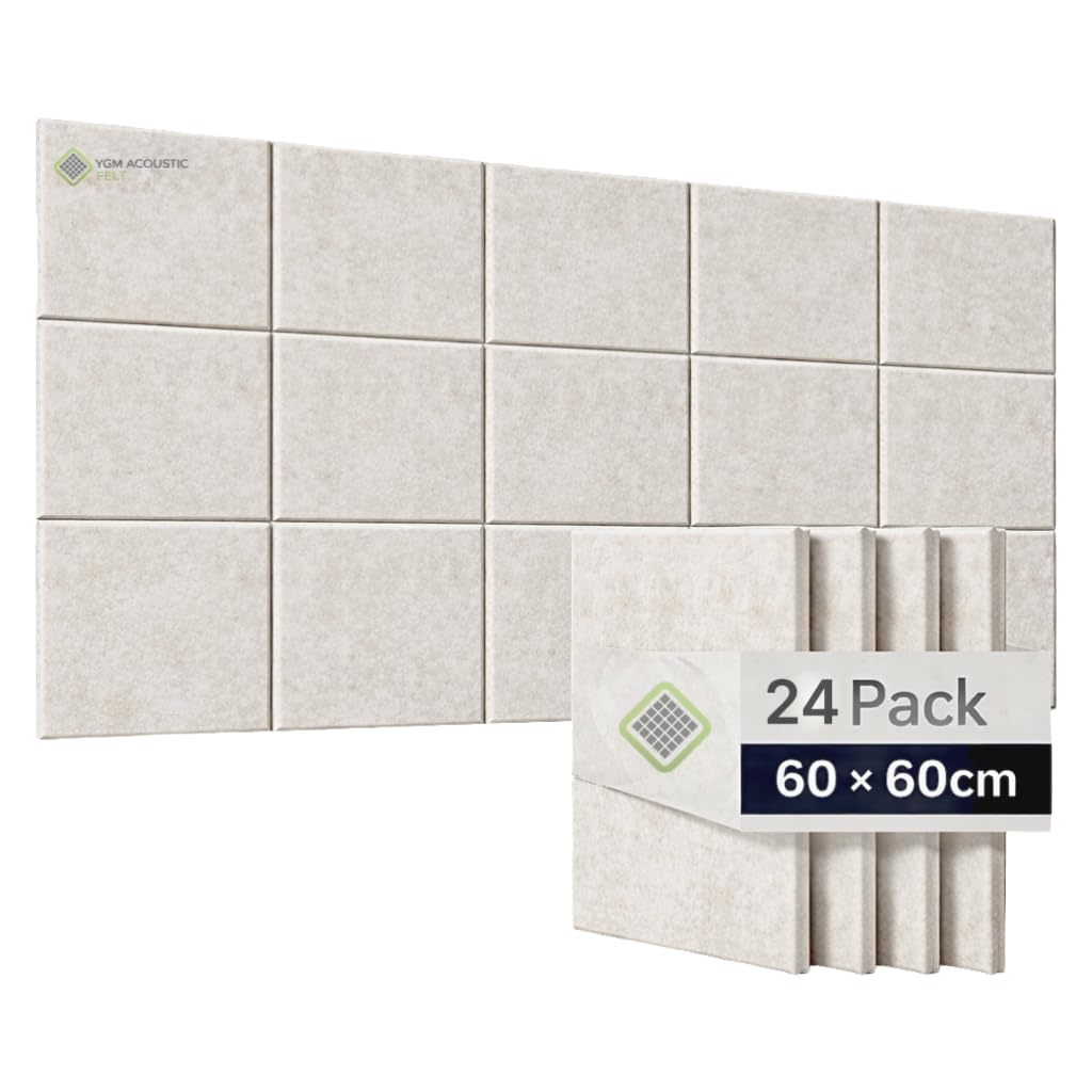 YGM® Luxury PET Felt Acoustic Self Adhesive Panels, 10 MM Thick, Sound Absorbing Panels for Wall | Room Noise Reducer & Sound Dampening (Pure Beige)