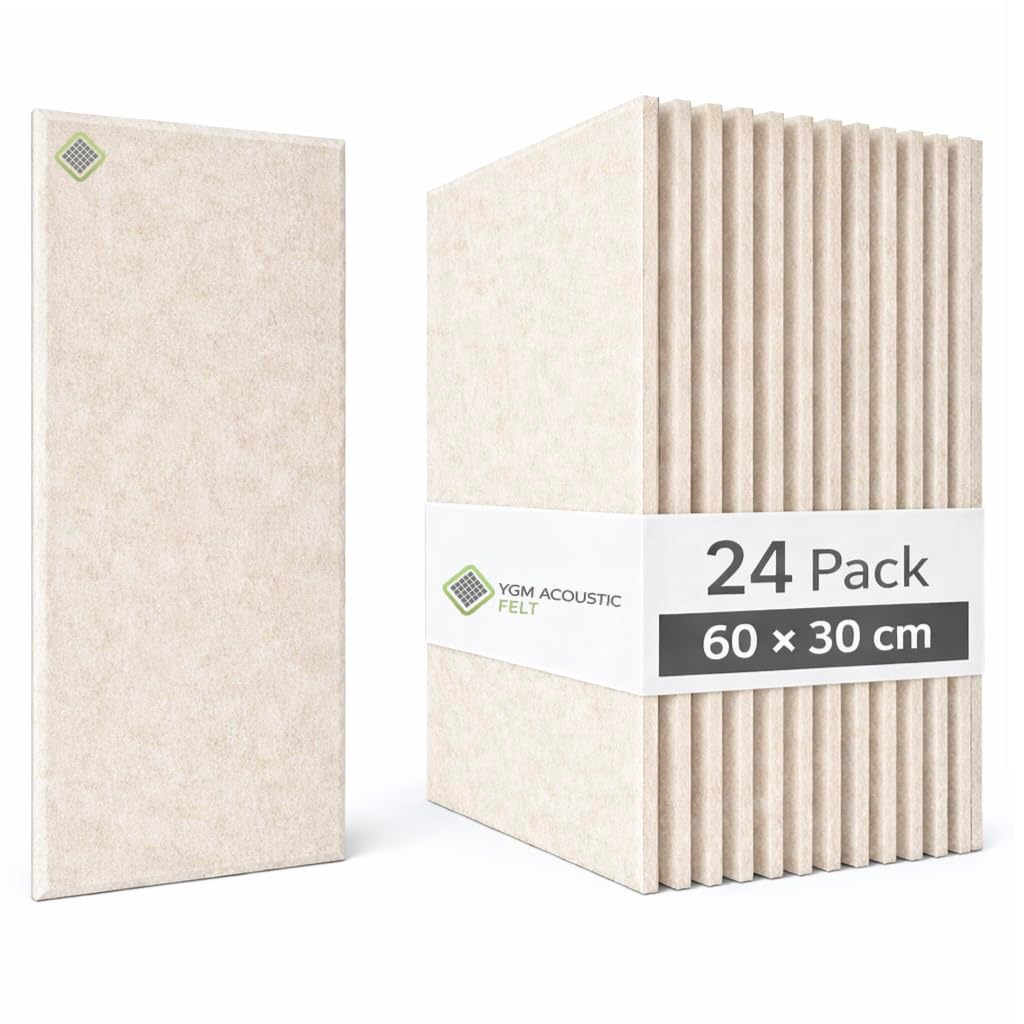 YGM® Luxury PET Felt Acoustic Self Adhesive Panels, 10 MM Thick, Sound Absorbing Panels for Wall | Room Noise Reducer & Sound Dampening (Pure Beige)