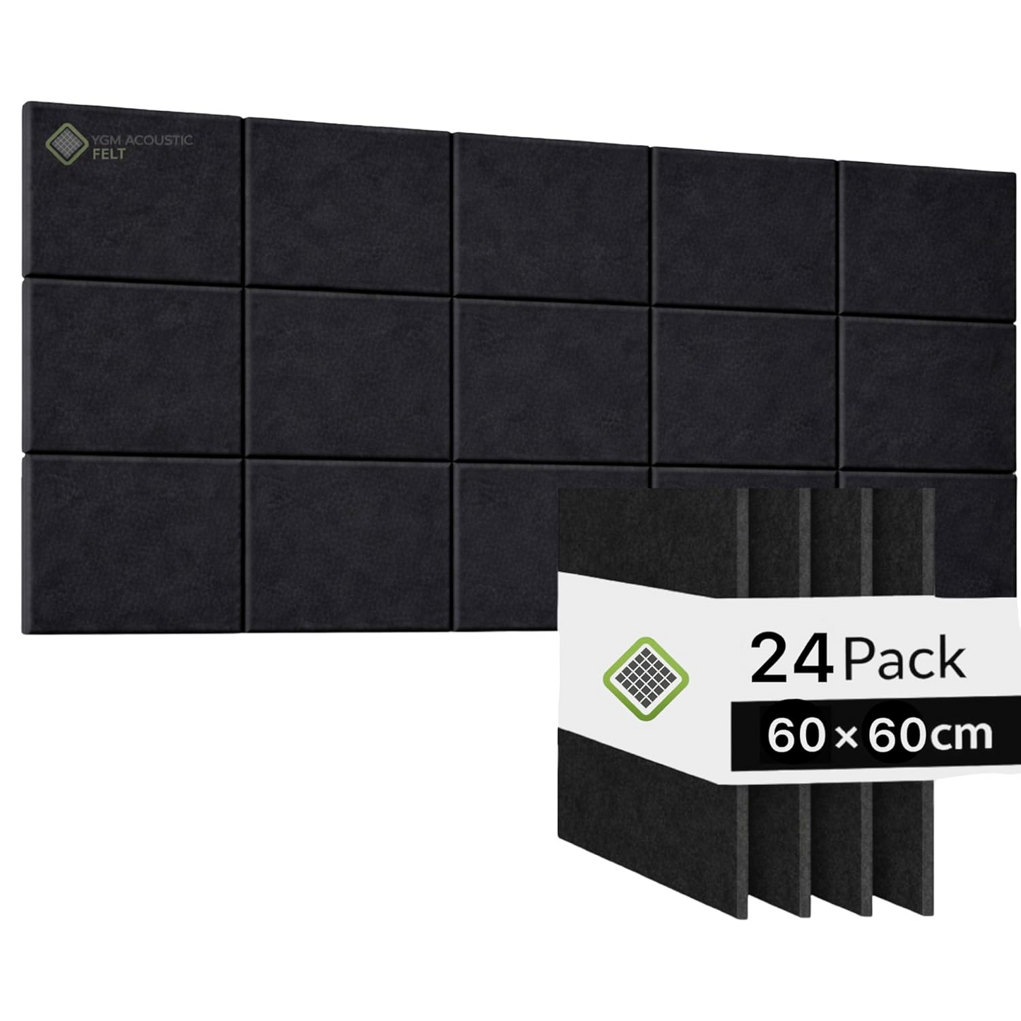 YGM® Luxury PET Felt Acoustic Self Adhesive Panels, 10 MM Thick, Sound Absorbing Panels for Wall | Room Noise Reducer & Sound Dampening (OG Black)