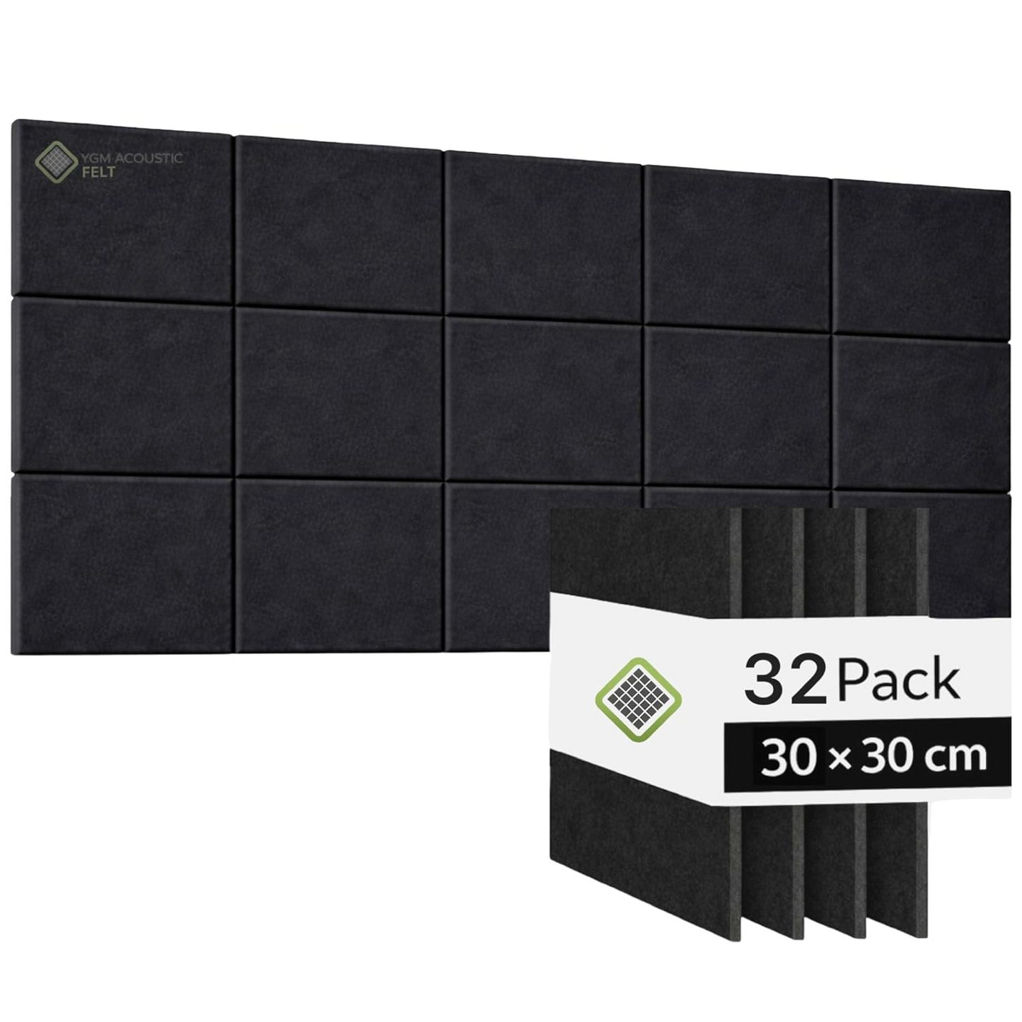 YGM® Luxury PET Felt Acoustic Self Adhesive Panels, 10 MM Thick, Sound Absorbing Panels for Wall | Room Noise Reducer & Sound Dampening (OG Black)