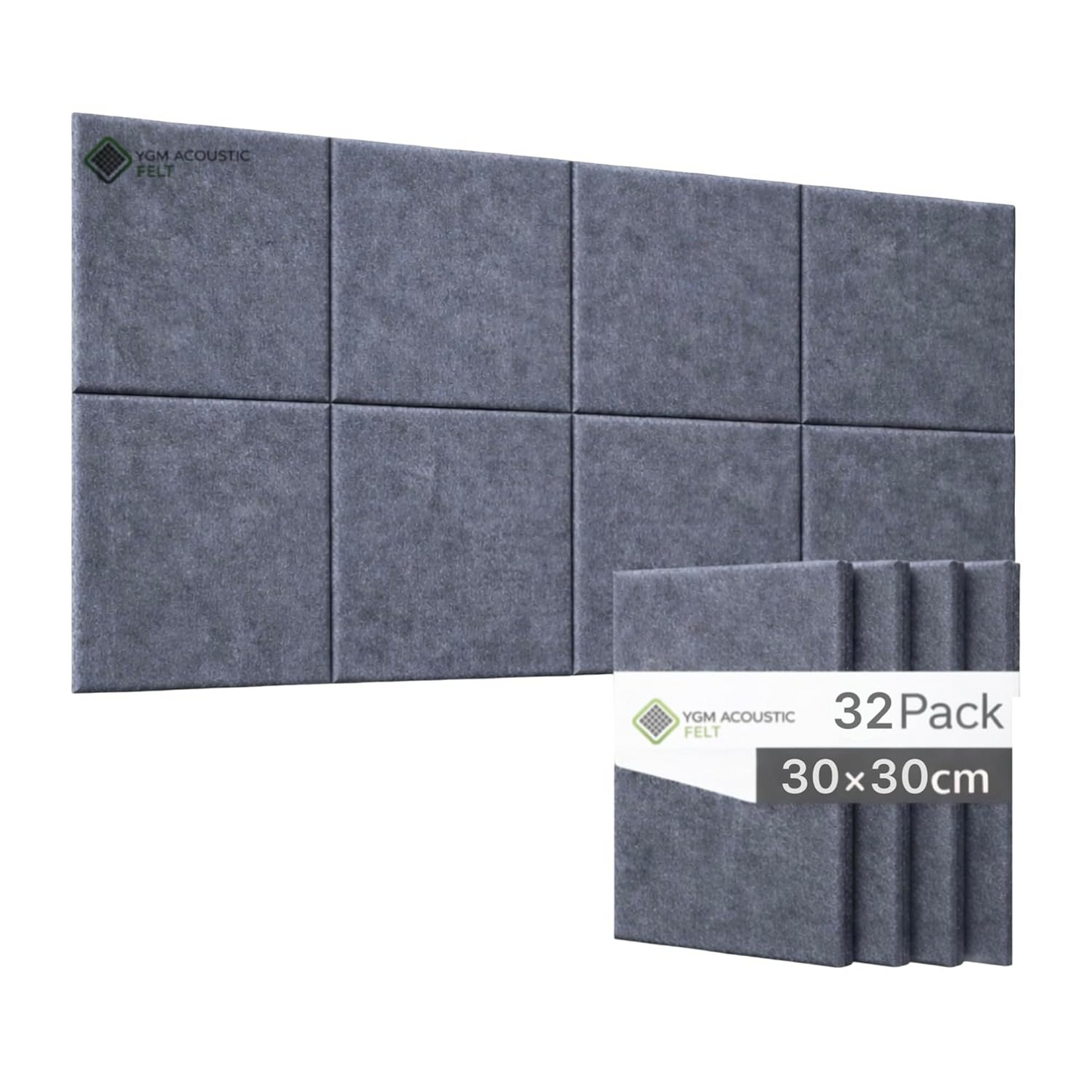 YGM® Luxury PET Felt Acoustic Self Adhesive Panels, 10 MM Thick, Sound Absorbing Panels for Wall | Room Noise Reducer & Sound Dampening (Midnight Grey)