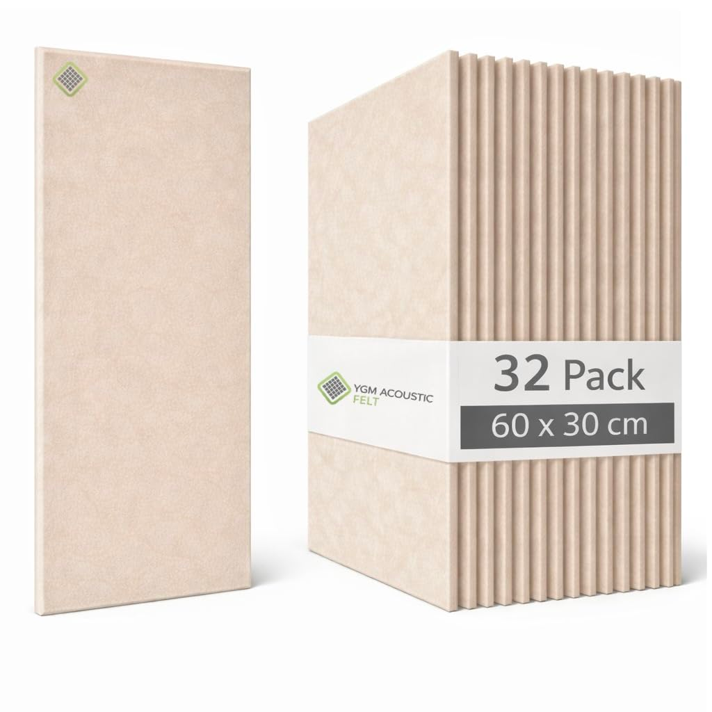 YGM® Luxury PET Felt Acoustic Self Adhesive Panels, 10 MM Thick, Sound Absorbing Panels for Wall | Room Noise Reducer & Sound Dampening (Beige)