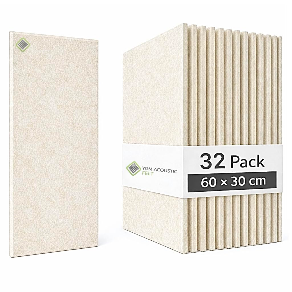 YGM® Luxury PET Felt Acoustic Self Adhesive Panels, 10 MM Thick, Sound Absorbing Panels for Wall | Room Noise Reducer & Sound Dampening (Pure Beige)