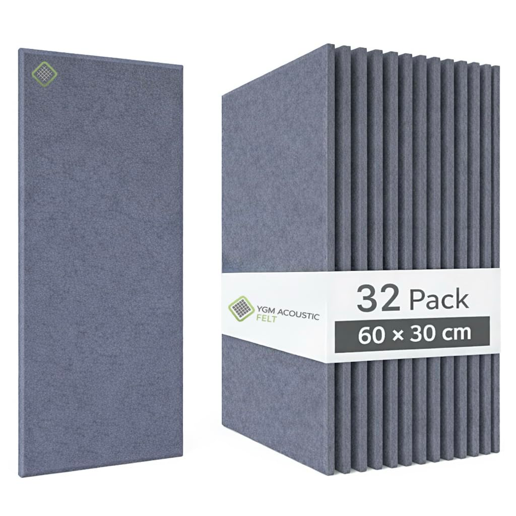 YGM® Luxury PET Felt Acoustic Self Adhesive Panels, 10 MM Thick, Sound Absorbing Panels for Wall | Room Noise Reducer & Sound Dampening (Midnight Grey)