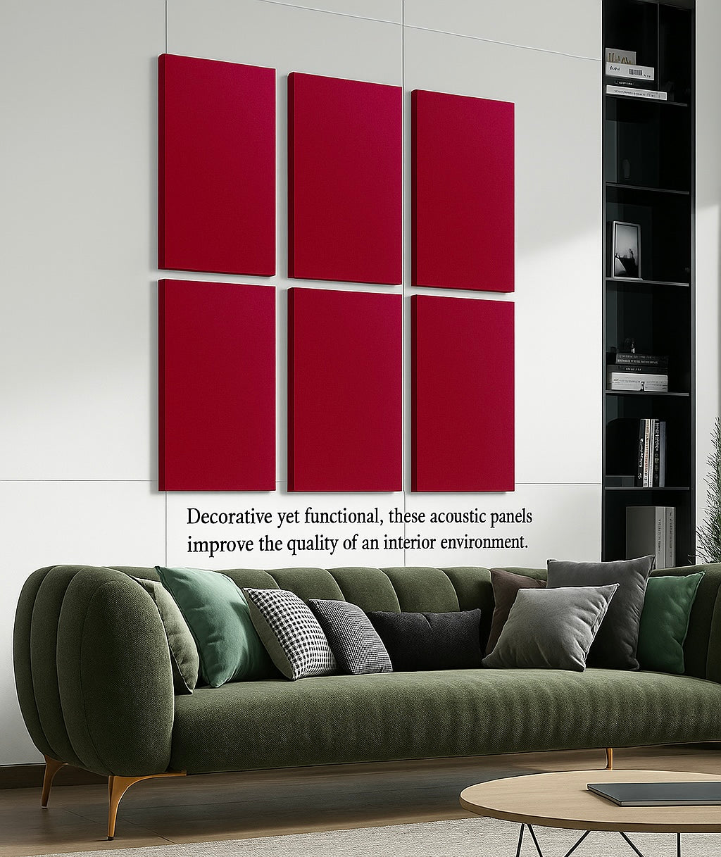 Rockwool Panels - Set of 2| 40" X 24", 2 Inches Thick | Matte Maroon Fabric Rockwool Soundproofing Acoustic Panels | Density 80 KG/M3 | Rockwool ProRox SL 950 NRC=1