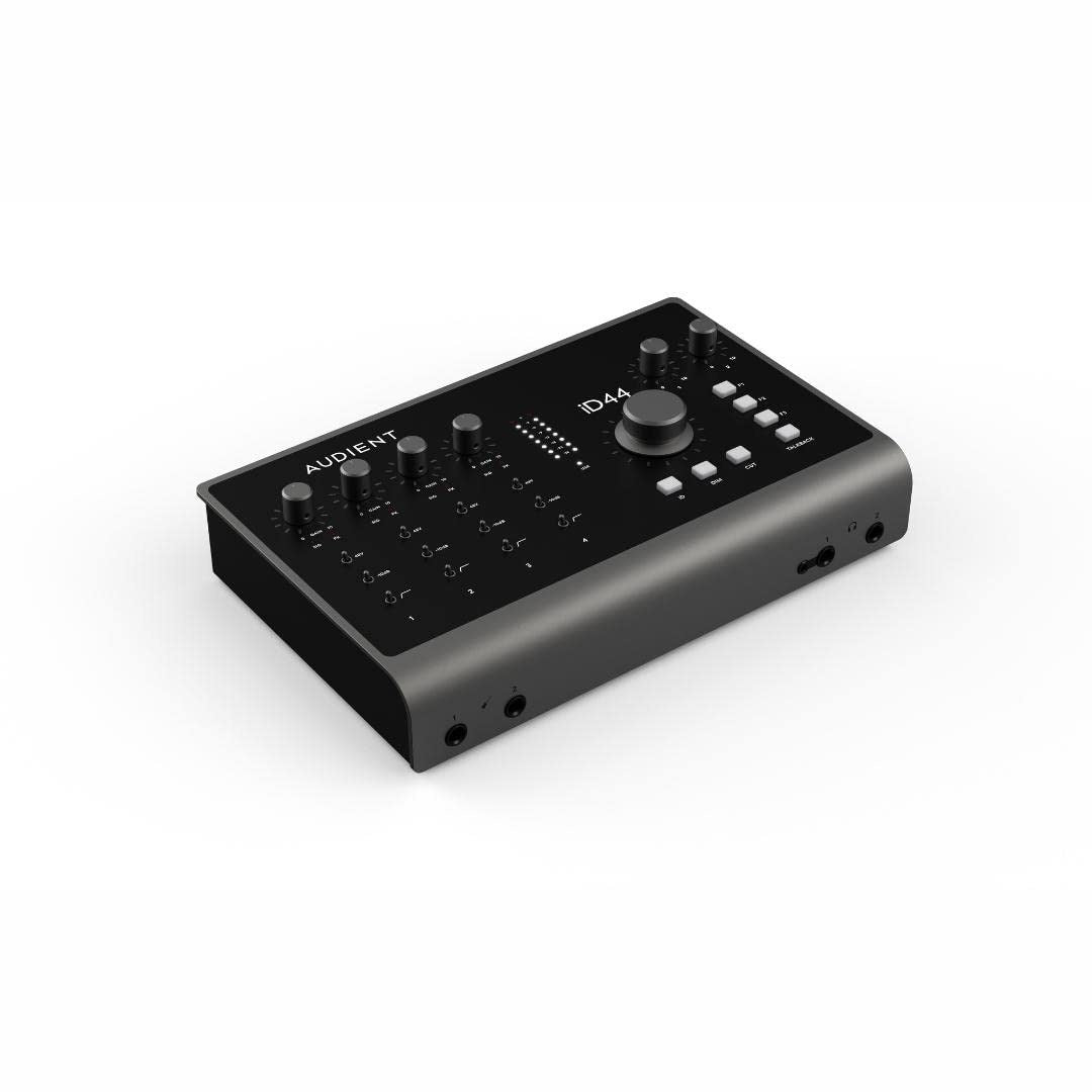 Audient iD44 MKii 20-in/24-out USB-C Audio Interface with 24-bit/96kHz Resolution, 4 Mic Preamps, 2 Instrument Inputs, 16-channel ADAT I/O, DSP Mixer, and 2 Headphone Outputs