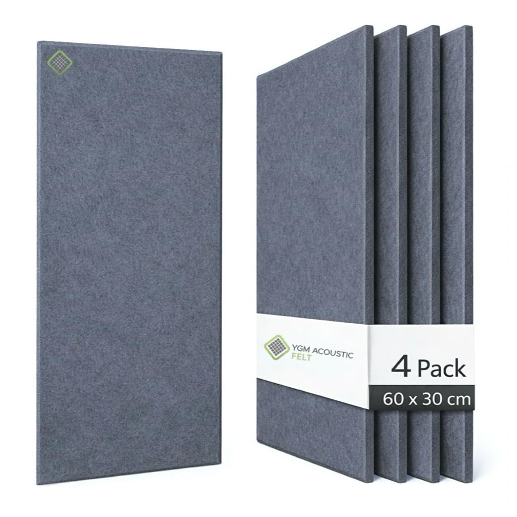 YGM® Luxury PET Felt Acoustic Self Adhesive Panels, 10 MM Thick, Sound Absorbing Panels for Wall | Room Noise Reducer & Sound Dampening (Midnight Grey)