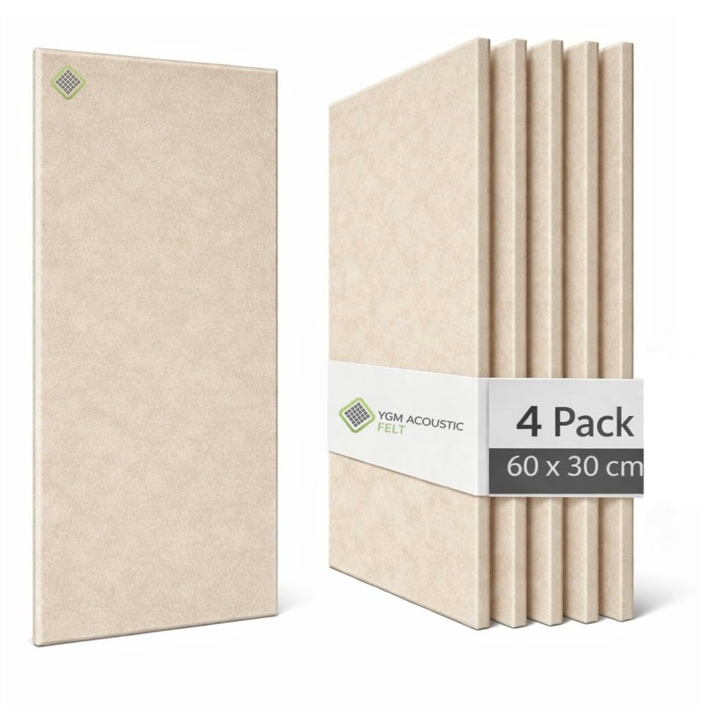 YGM® Luxury PET Felt Acoustic Self Adhesive Panels, 10 MM Thick, Sound Absorbing Panels for Wall | Room Noise Reducer & Sound Dampening (Beige)