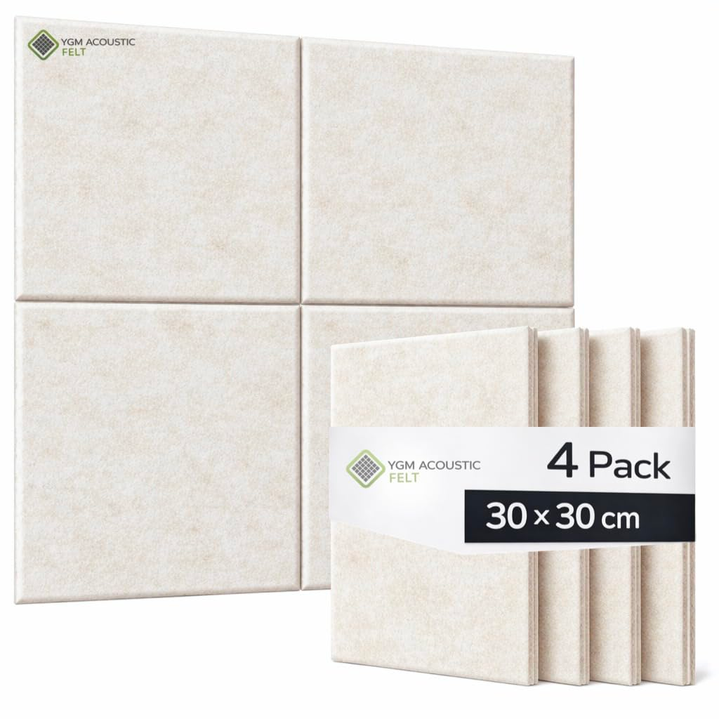 YGM® Luxury PET Felt Acoustic Self Adhesive Panels, 10 MM Thick, Sound Absorbing Panels for Wall | Room Noise Reducer & Sound Dampening (Pure Beige)