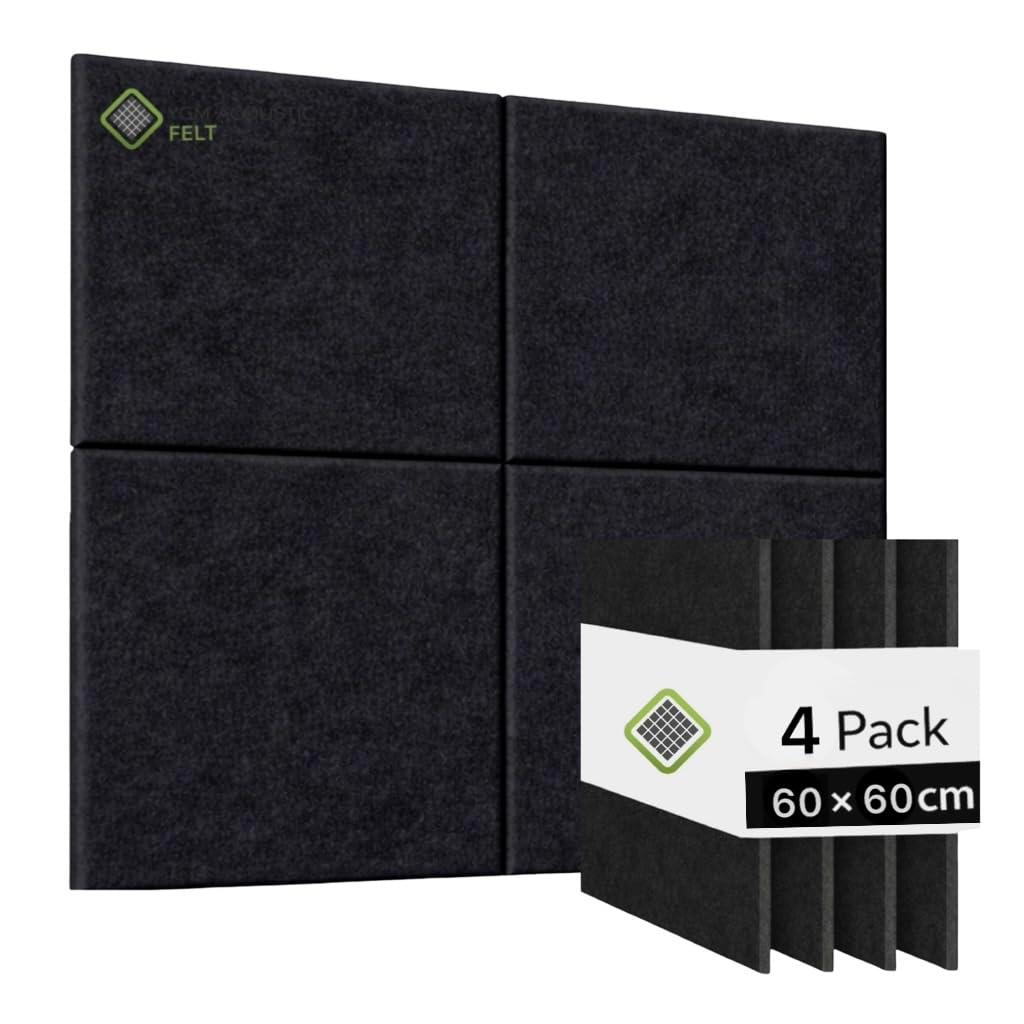 YGM® Luxury PET Felt Acoustic Self Adhesive Panels, 10 MM Thick, Sound Absorbing Panels for Wall | Room Noise Reducer & Sound Dampening (OG Black)