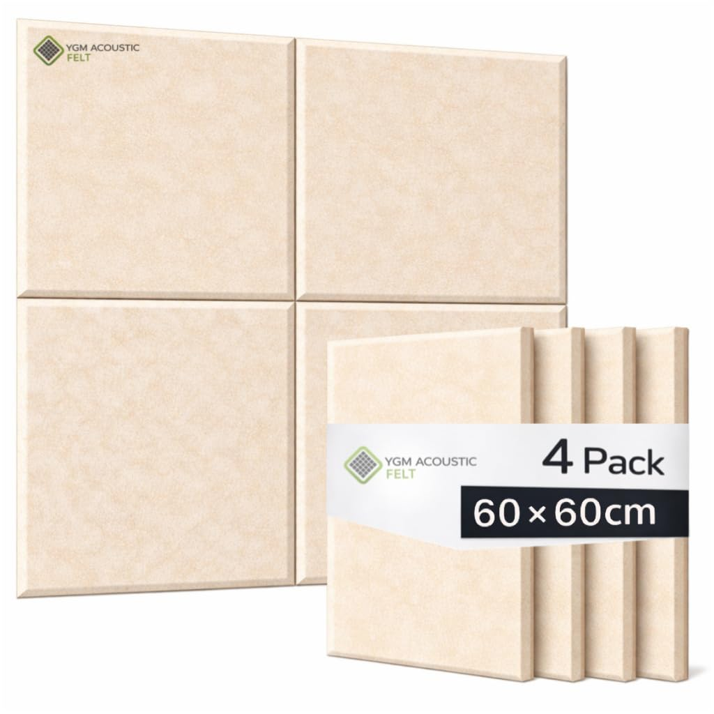 YGM® Luxury PET Felt Acoustic Self Adhesive Panels, 10 MM Thick, Sound Absorbing Panels for Wall | Room Noise Reducer & Sound Dampening (Beige)