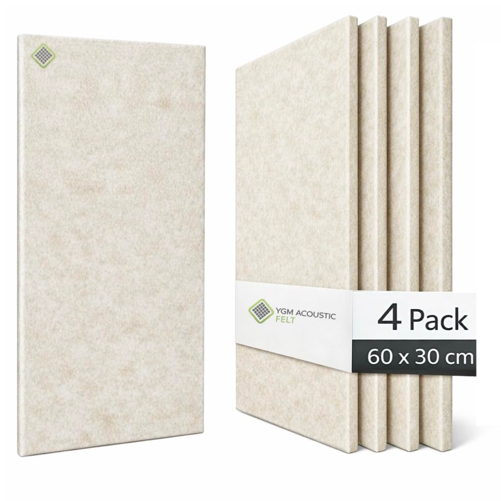 YGM® Luxury PET Felt Acoustic Self Adhesive Panels, 10 MM Thick, Sound Absorbing Panels for Wall | Room Noise Reducer & Sound Dampening (Pure Beige)