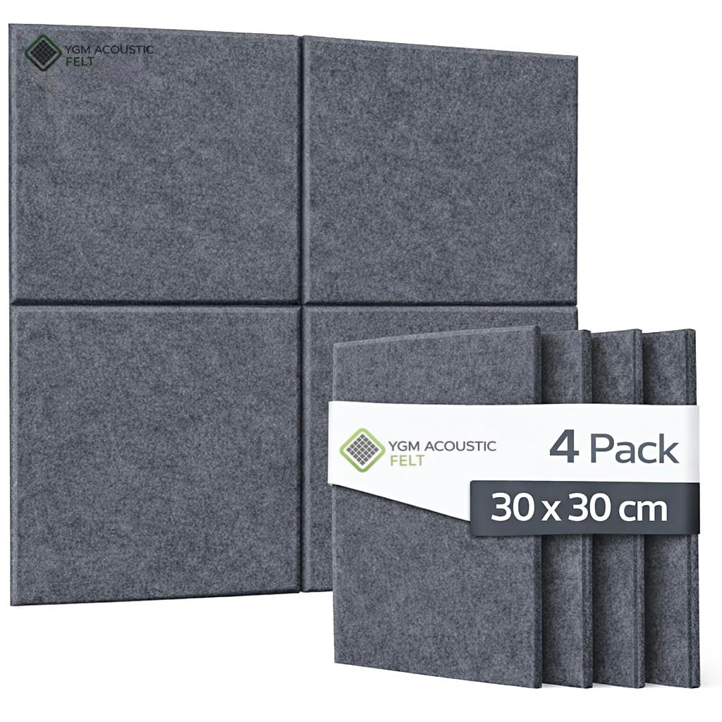 YGM® Luxury PET Felt Acoustic Self Adhesive Panels, 10 MM Thick, Sound Absorbing Panels for Wall | Room Noise Reducer & Sound Dampening (Midnight Grey)