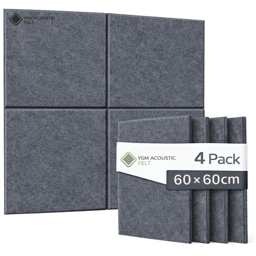 YGM® Luxury PET Felt Acoustic Self Adhesive Panels, 10 MM Thick, Sound Absorbing Panels for Wall | Room Noise Reducer & Sound Dampening (Midnight Grey)