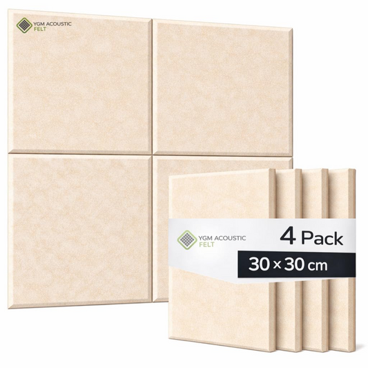 YGM® Luxury PET Felt Acoustic Self Adhesive Panels, 10 MM Thick, Sound Absorbing Panels for Wall | Room Noise Reducer & Sound Dampening (Beige)