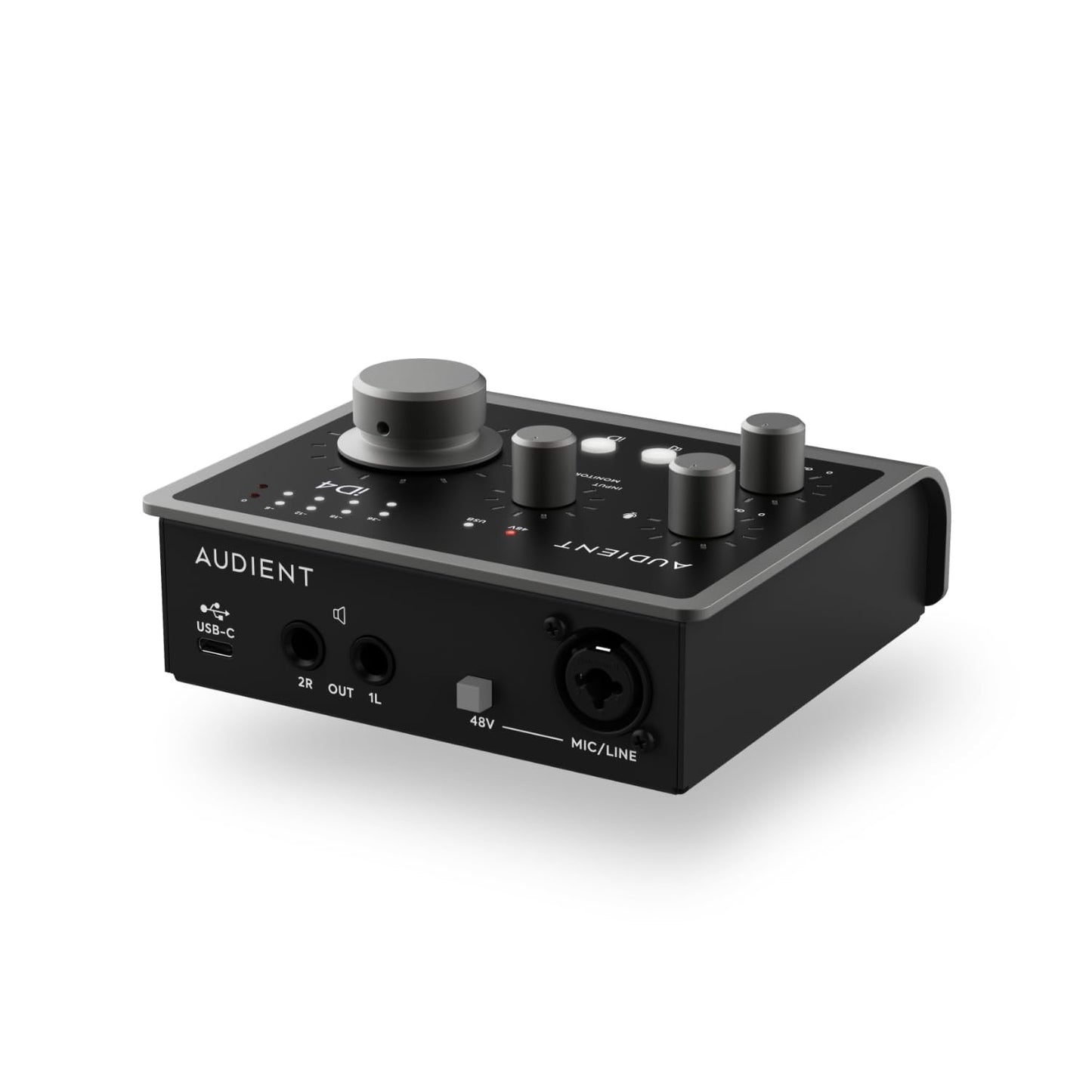 Audient iD4 (MKII) 2in/2out High-Performance USB 3.0 Audio Interface with Audient Console Mic Preamp, Dual Headphone Outputs, DI Instrument Input, ScrollControl Feature, & Free Software Bundle - Mac/Win/iOS Compatible