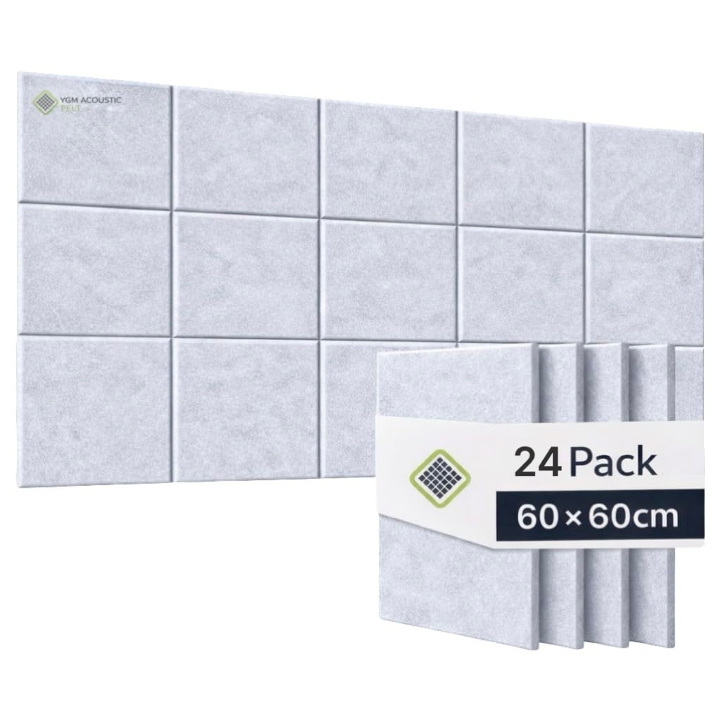 YGM® Luxury PET Felt Acoustic Self Adhesive Panels, 10 MM Thick, Sound Absorbing Panels for Wall | Room Noise Reducer & Sound Dampening (Marble White)