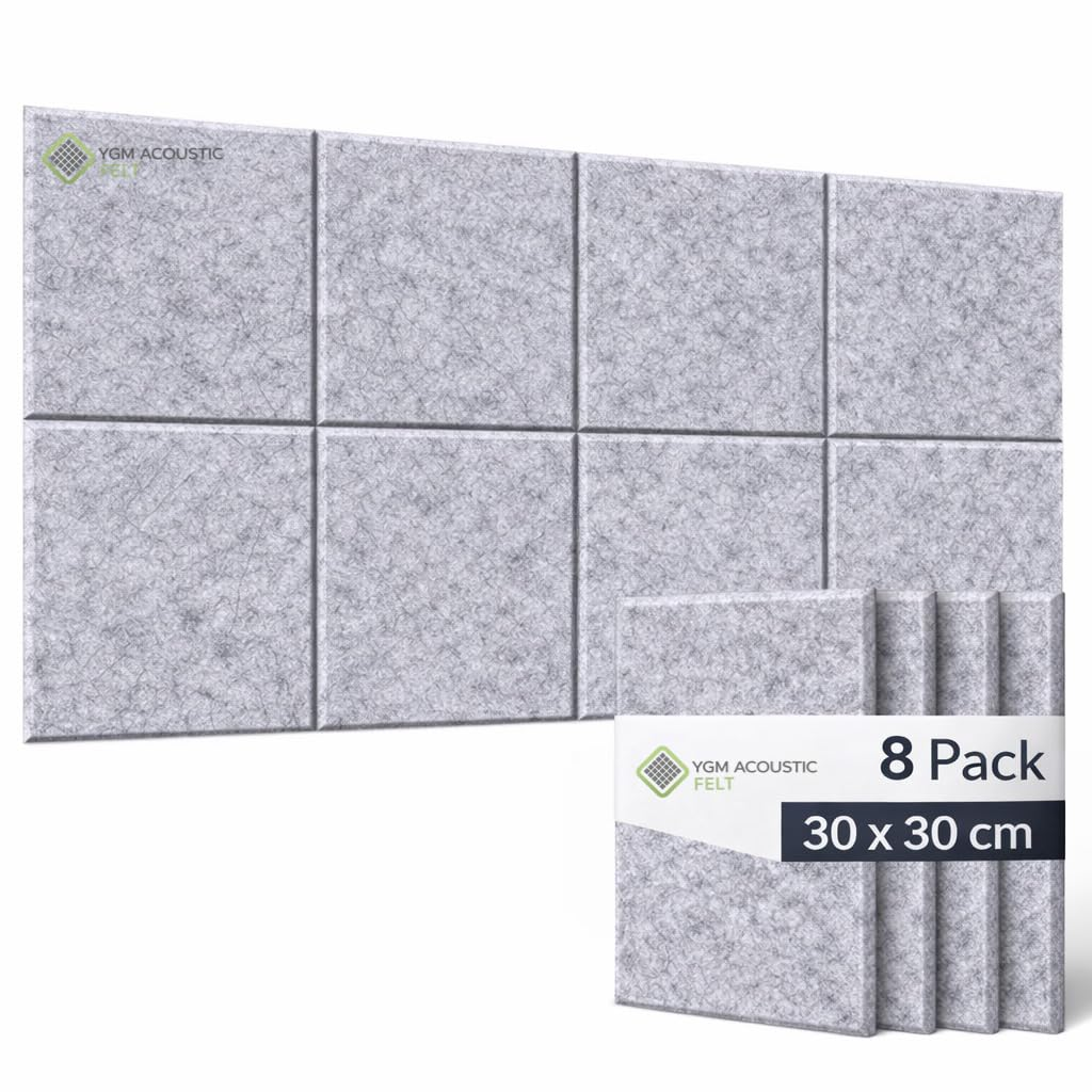 YGM® Luxury PET Felt Acoustic Self Adhesive Panels, 10 MM Thick, Sound Absorbing Panels for Wall | Room Noise Reducer & Sound Dampening (Marble White)