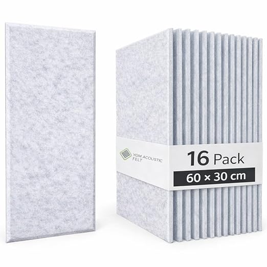 YGM® Luxury PET Felt Acoustic Self Adhesive Panels, 10 MM Thick, Sound Absorbing Panels for Wall | Room Noise Reducer & Sound Dampening (Marble White)