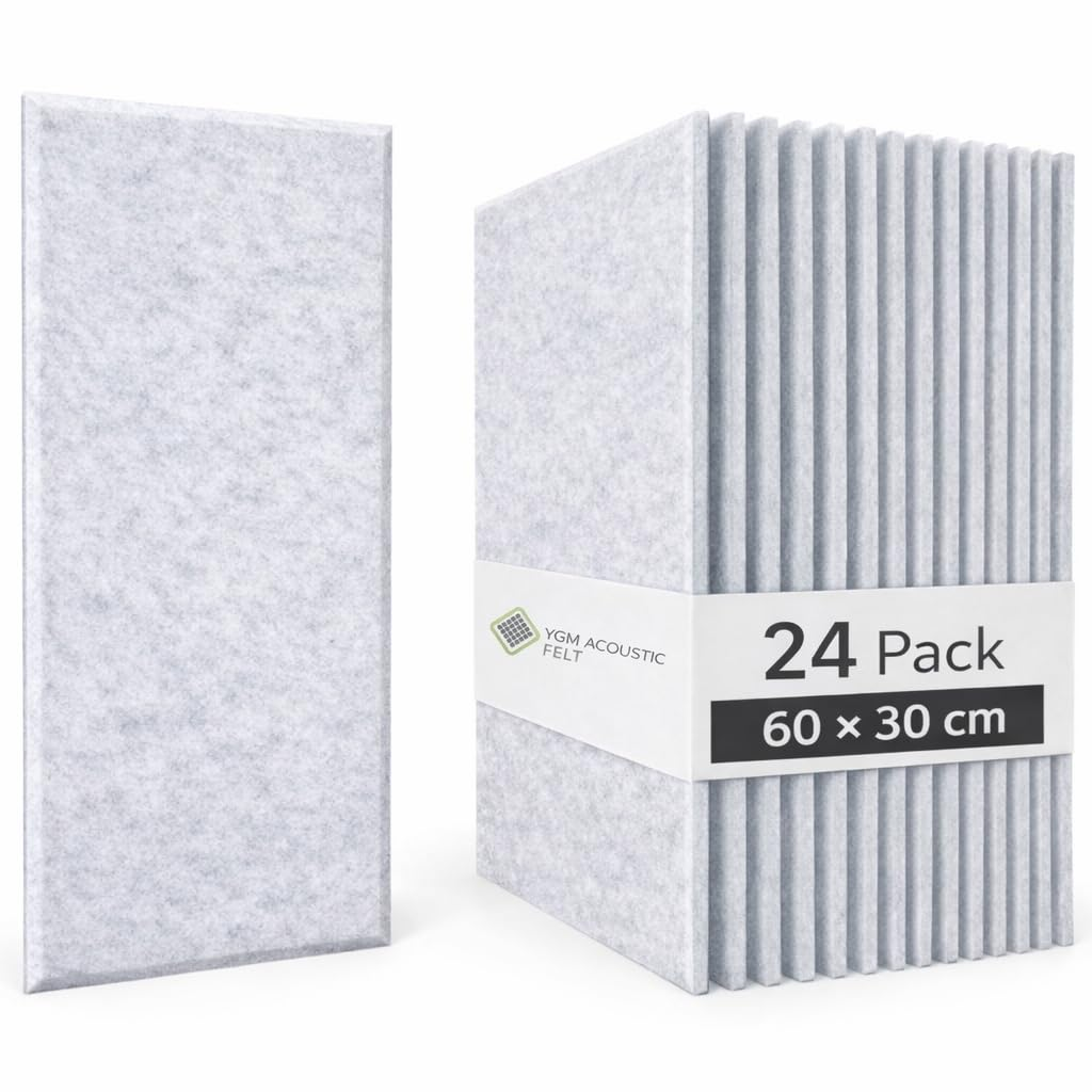 YGM® Luxury PET Felt Acoustic Self Adhesive Panels, 10 MM Thick, Sound Absorbing Panels for Wall | Room Noise Reducer & Sound Dampening (Marble White)