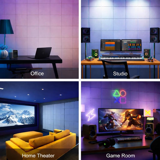 YGM Acoustic Foams® Luxury PET Felt Acoustic Self Adhesive Panels, 10 MM Thick, Sound Absorbing Panels for Wall | Room Noise Reducer & Sound Dampening (Marble White, 1x1 Foot - 4 Panels)