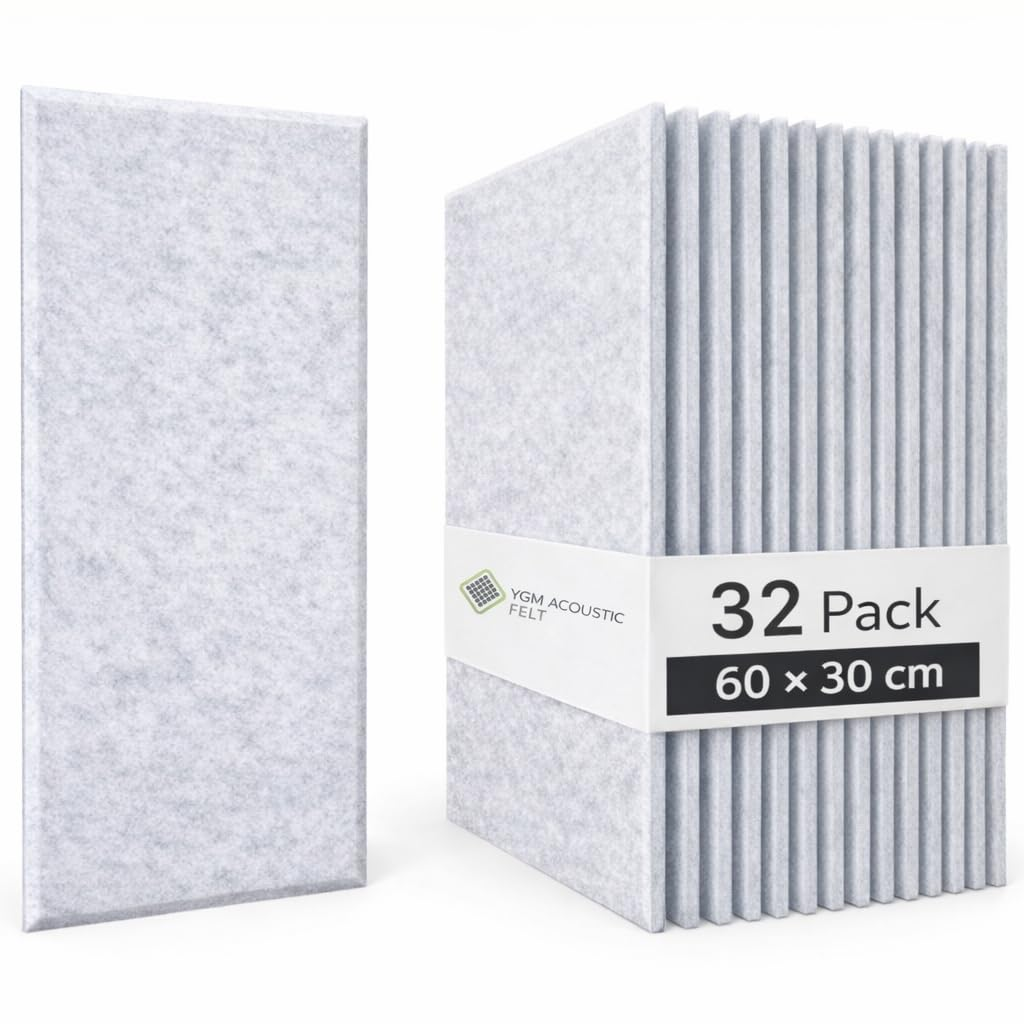 YGM® Luxury PET Felt Acoustic Self Adhesive Panels, 10 MM Thick, Sound Absorbing Panels for Wall | Room Noise Reducer & Sound Dampening (Marble White)