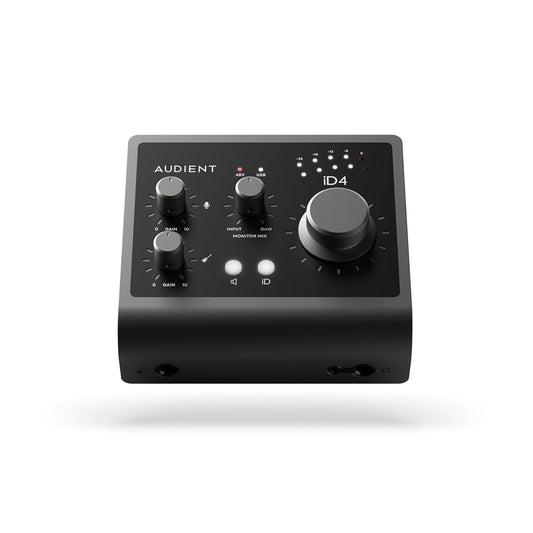 Audient iD4 (MKII) 2in/2out High-Performance USB 3.0 Audio Interface with Audient Console Mic Preamp, Dual Headphone Outputs, DI Instrument Input, ScrollControl Feature, & Free Software Bundle - Mac/Win/iOS Compatible