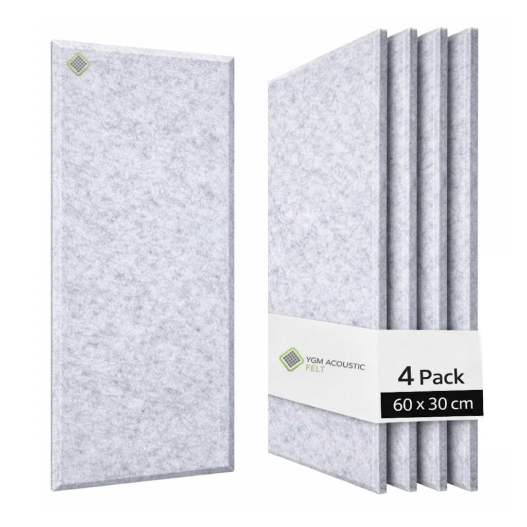 YGM® Luxury PET Felt Acoustic Self Adhesive Panels, 10 MM Thick, Sound Absorbing Panels for Wall | Room Noise Reducer & Sound Dampening (Marble White)