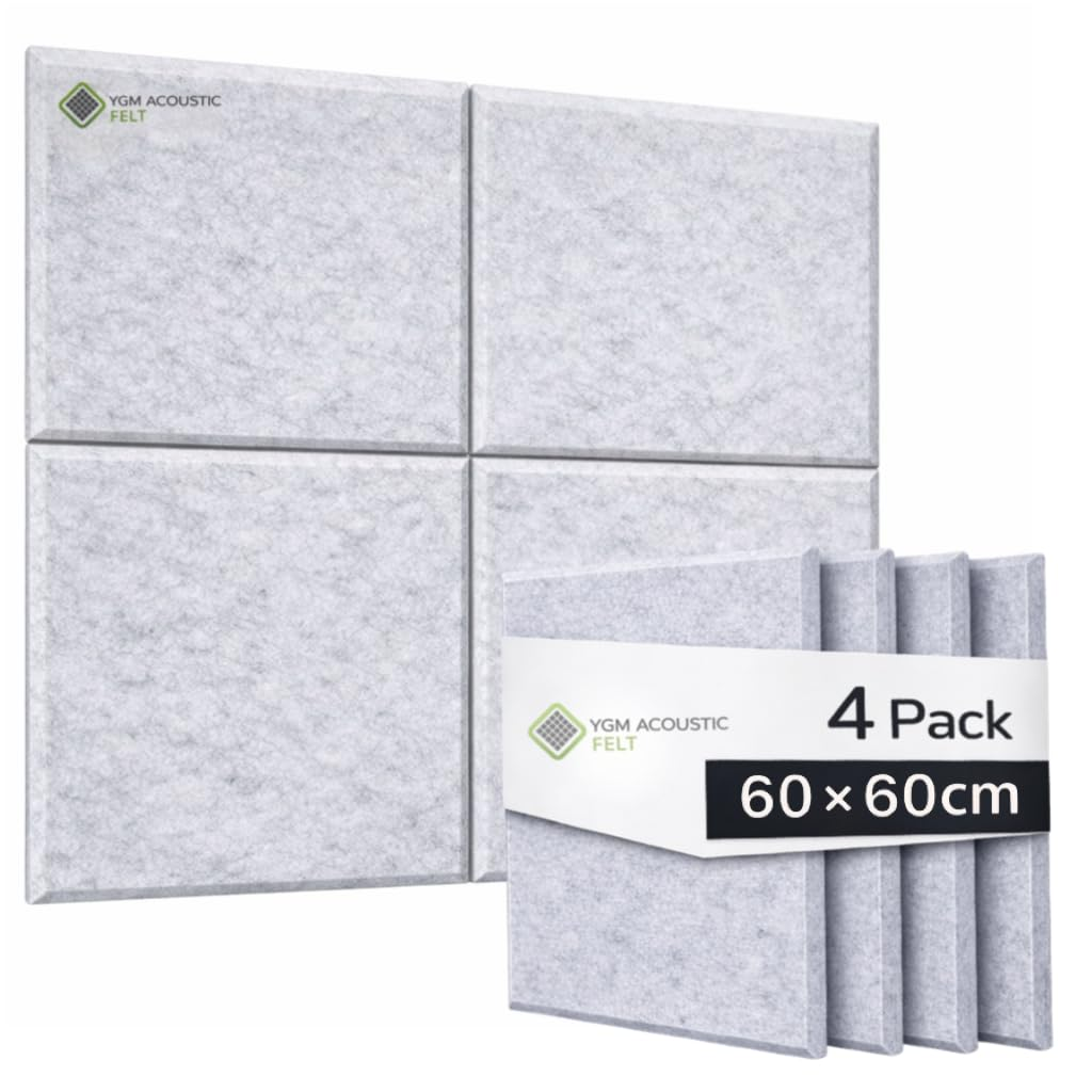 YGM® Luxury PET Felt Acoustic Self Adhesive Panels, 10 MM Thick, Sound Absorbing Panels for Wall | Room Noise Reducer & Sound Dampening (Marble White)