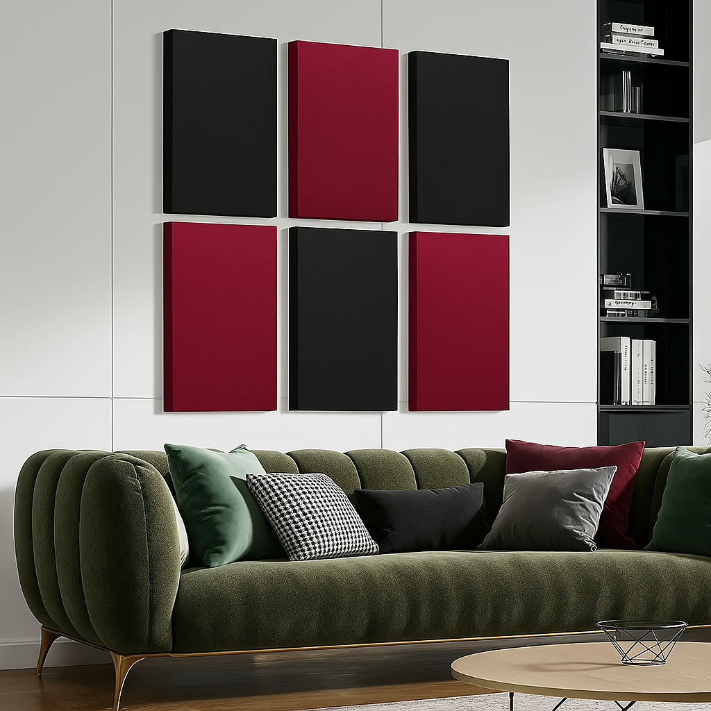 Rockwool Panels - Set of 2| 40" X 24", 2 Inches Thick | Matte Maroon Fabric Rockwool Soundproofing Acoustic Panels | Density 80 KG/M3 | Rockwool ProRox SL 950 NRC=1