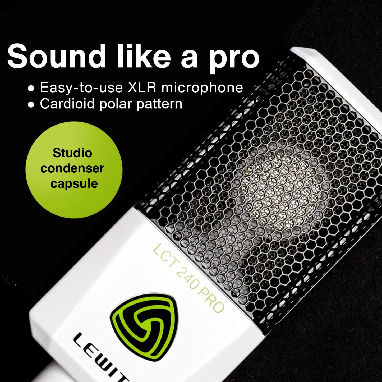 Lewitt LCT-240 Pro Cardioid Condenser Microphone for Professional Recording (White)