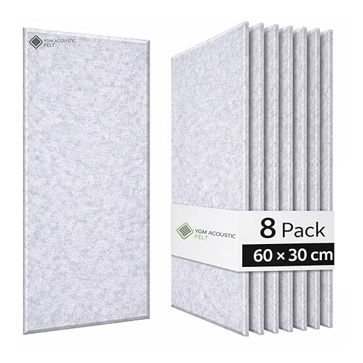 YGM® Luxury PET Felt Acoustic Self Adhesive Panels, 10 MM Thick, Sound Absorbing Panels for Wall | Room Noise Reducer & Sound Dampening (Marble White)