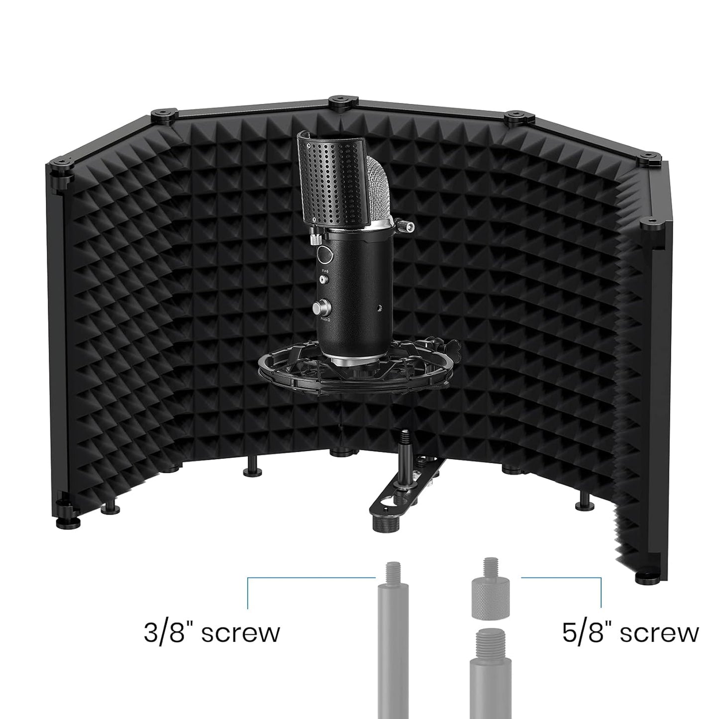 Portable 5 Panel Foldable Microphone Isolation Shield (For Youtubers and Musicians)