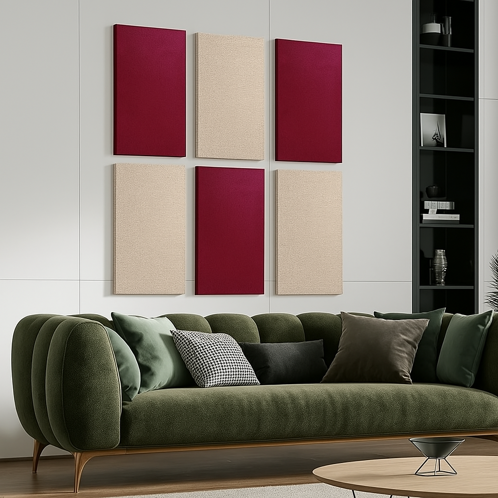 Rockwool Panels - Set of 2| 40" X 24", 2 Inches Thick | Matte Maroon Fabric Rockwool Soundproofing Acoustic Panels | Density 80 KG/M3 | Rockwool ProRox SL 950 NRC=1