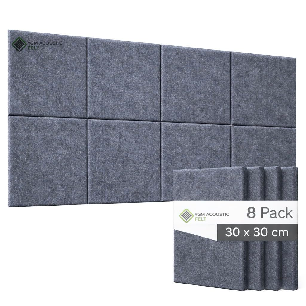 YGM® Luxury PET Felt Acoustic Self Adhesive Panels, 10 MM Thick, Sound Absorbing Panels for Wall | Room Noise Reducer & Sound Dampening (Midnight Grey)