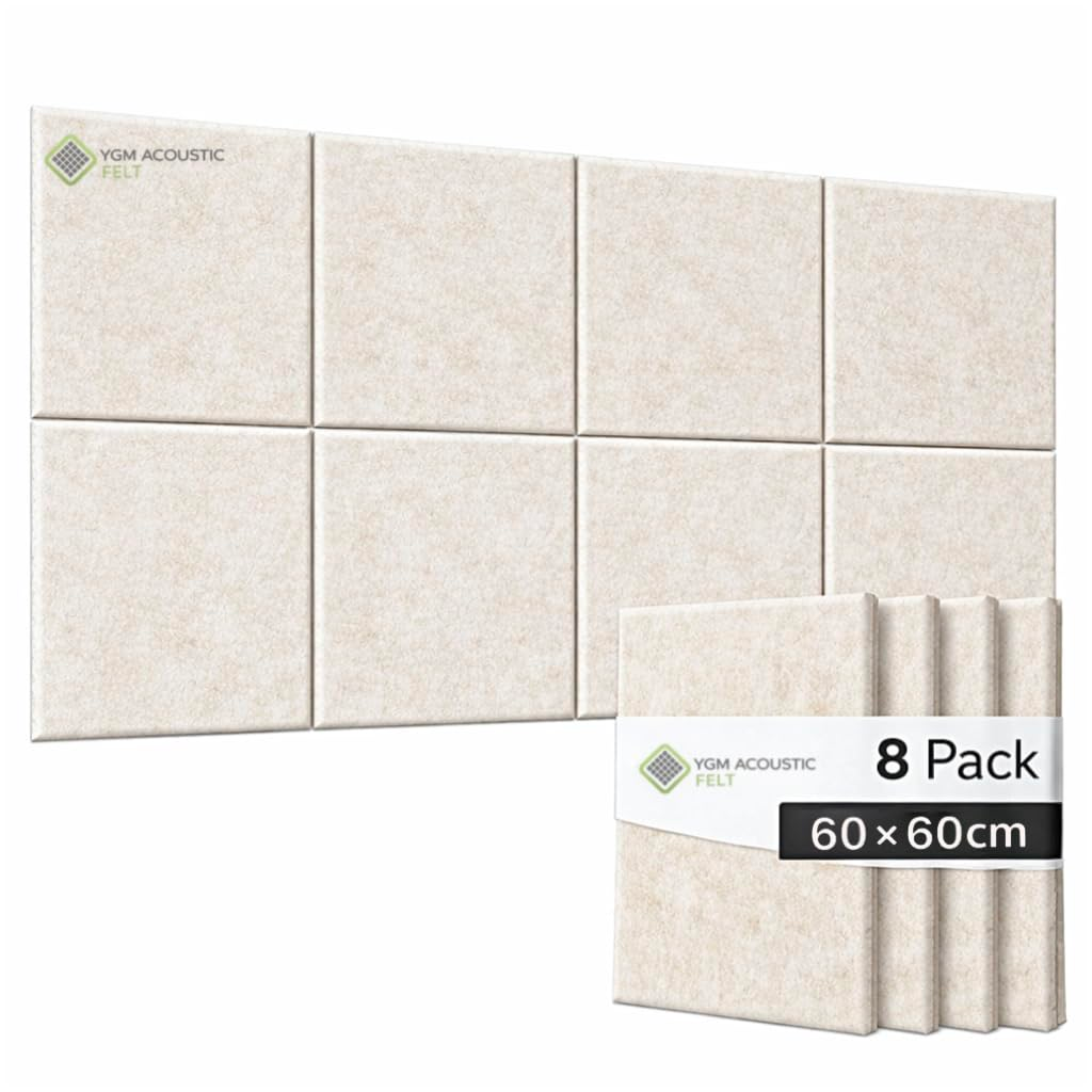 YGM® Luxury PET Felt Acoustic Self Adhesive Panels, 10 MM Thick, Sound Absorbing Panels for Wall | Room Noise Reducer & Sound Dampening (Pure Beige)